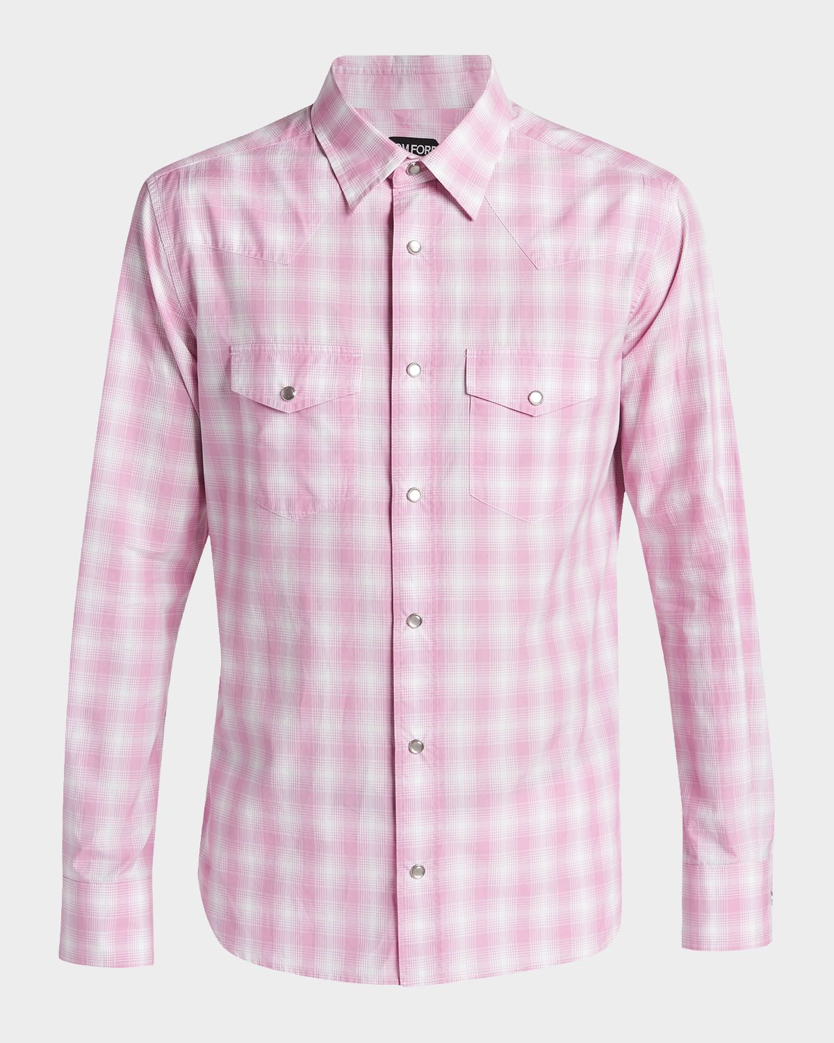 TOM FORD Men 's Cotton Plaid Slim-Fit Snap Front Western Shirt