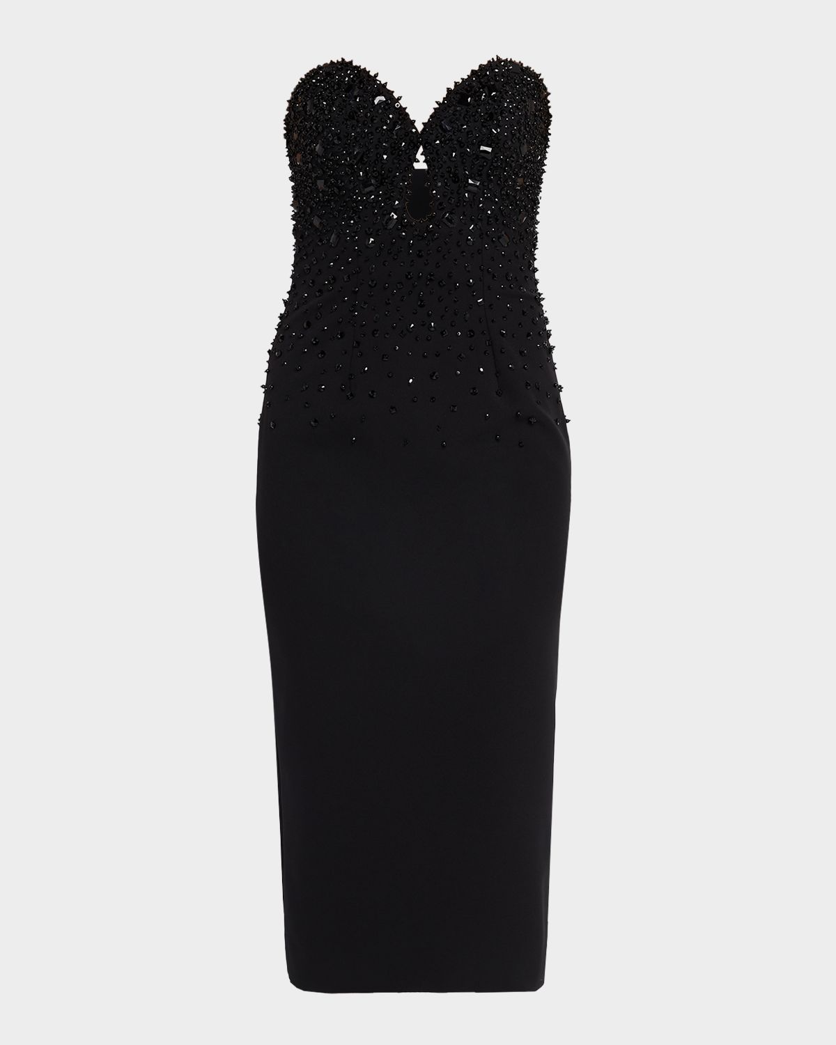 Pamella Roland Embellished Strapless Crepe Midi Gown