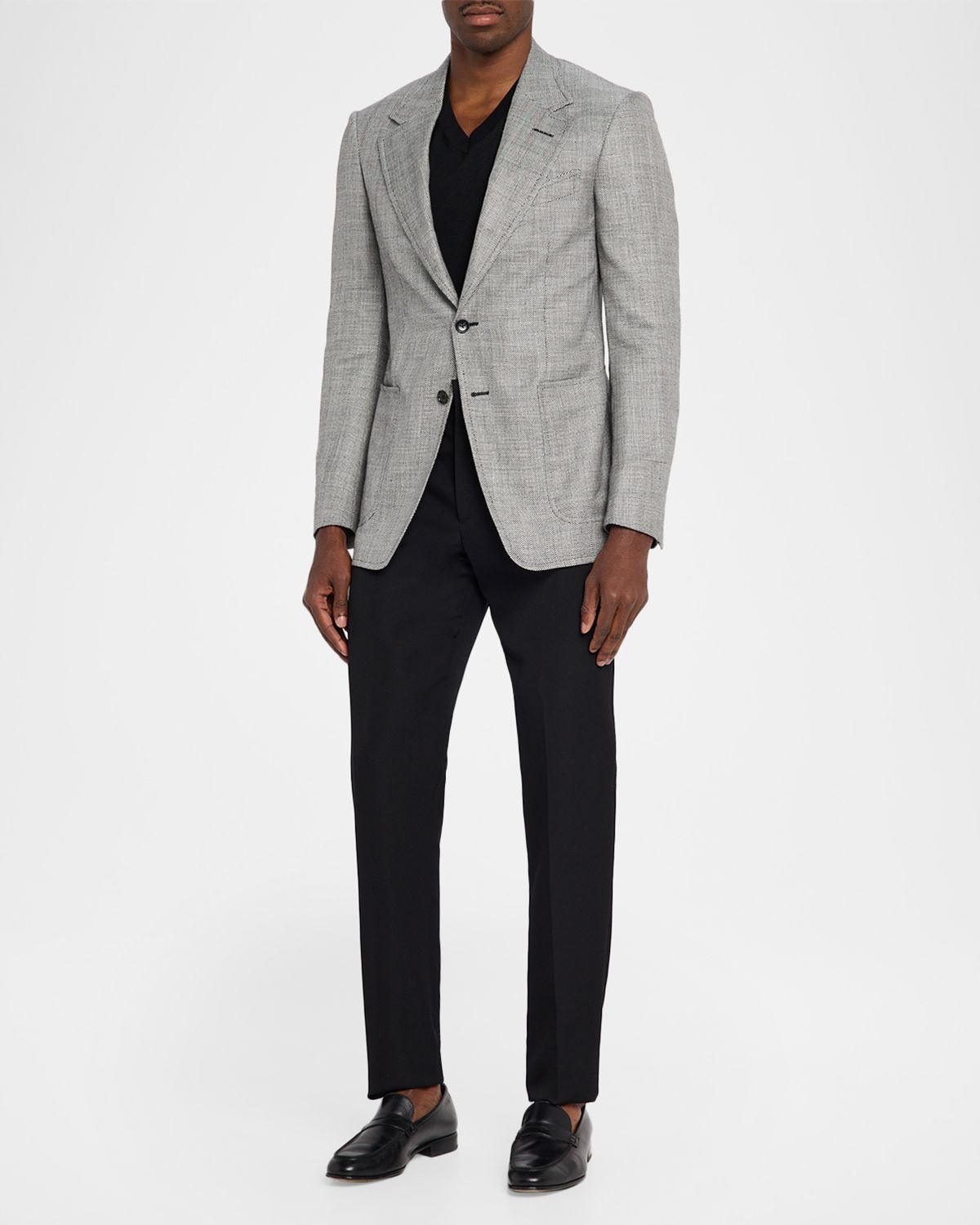TOM FORD Men 's Shelton Wool and Linen Chevron Sport Coat
