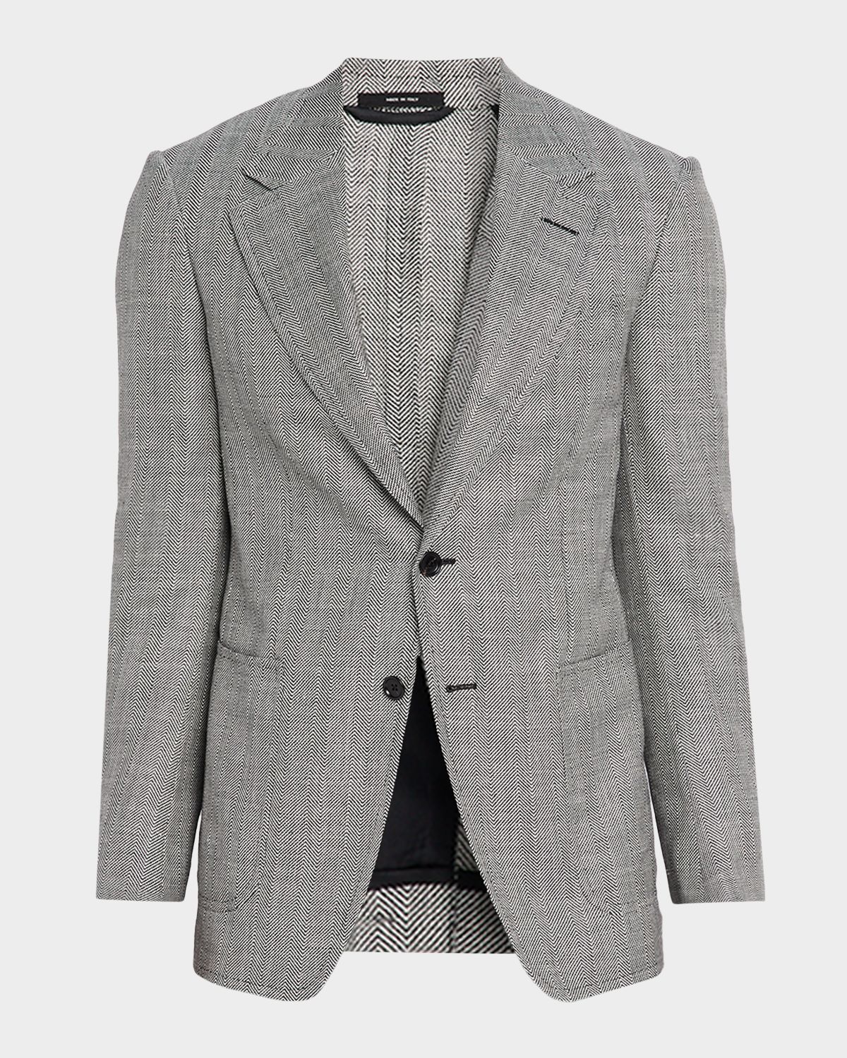 TOM FORD Men 's Shelton Wool and Linen Chevron Sport Coat