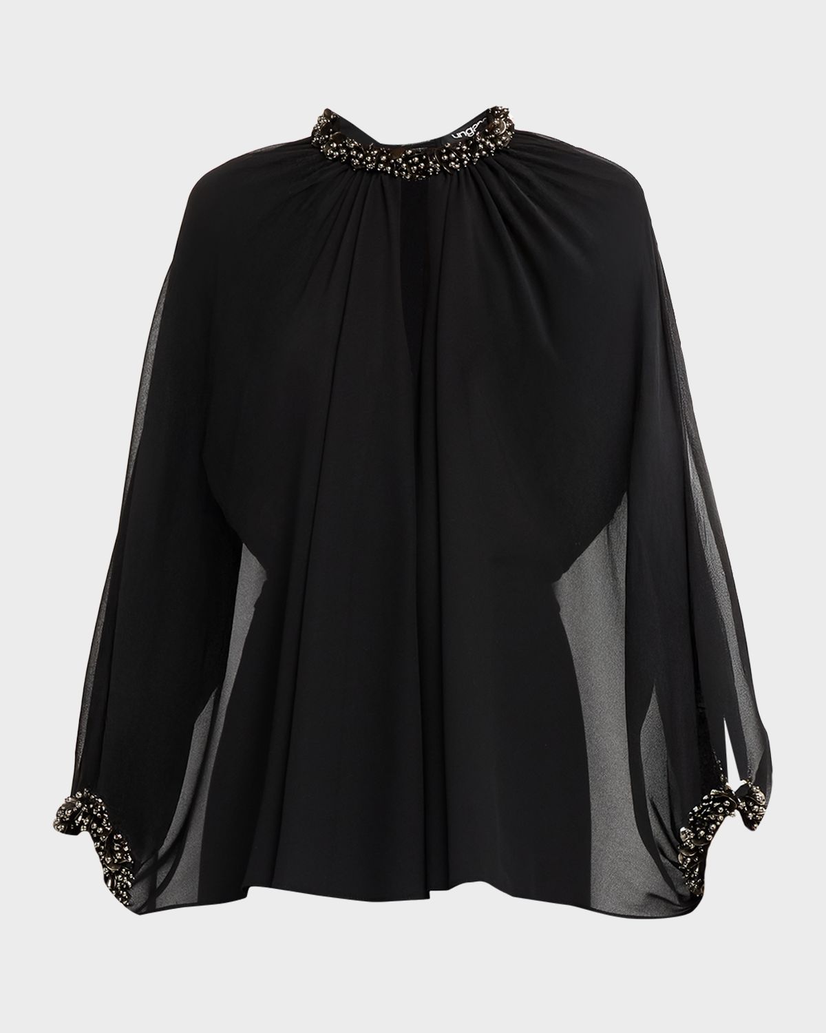 Ungaro Avery Beaded Chiffon Cape Blouse