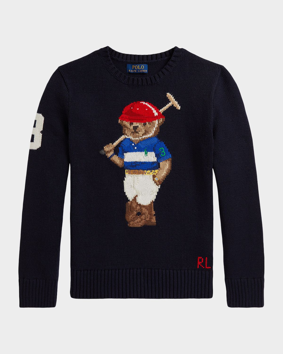 Polo Ralph Lauren Boy 's Polo Bear intarsia Crewneck Sweater