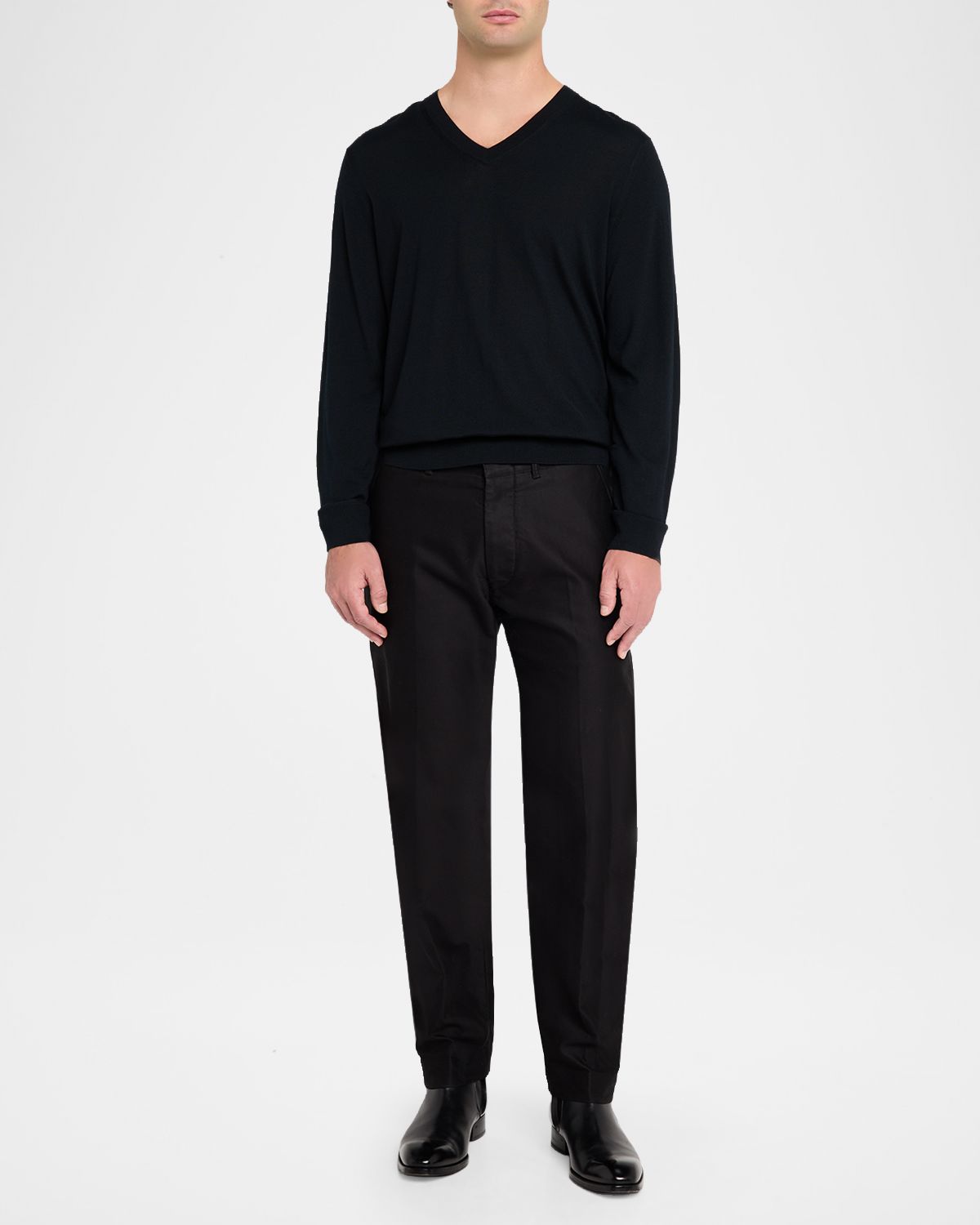 TOM FORD Men 's V-Neck Wool-Silk Sweater | Thumbnail 5 TOM FORD Men 's V-Neck Wool-Silk Sweater | Thumbnail 5