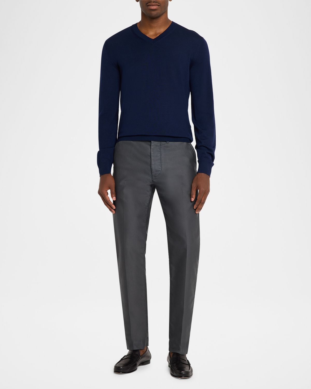 TOM FORD Men 's V-Neck Wool-Silk Sweater | Thumbnail 2