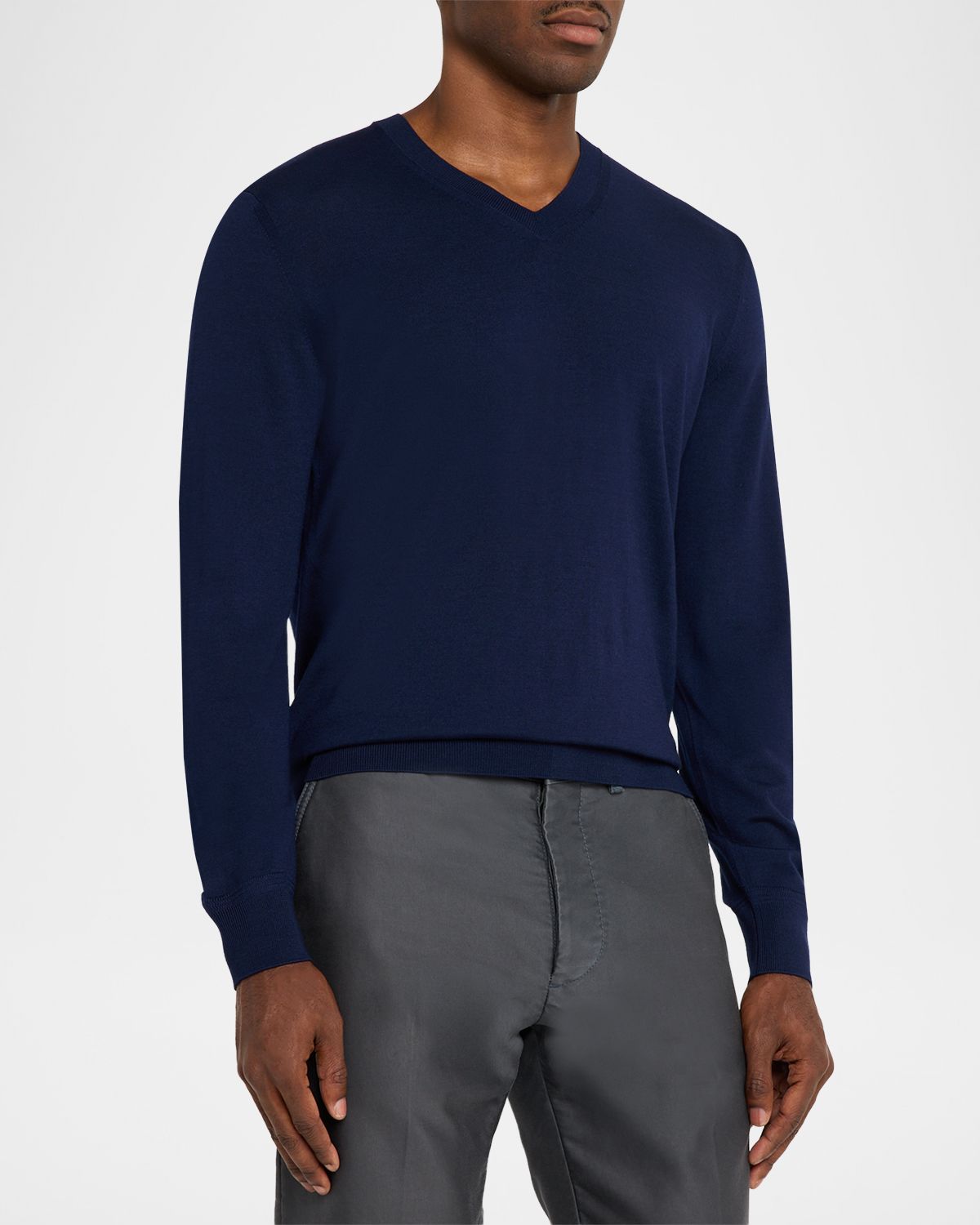 TOM FORD Men 's V-Neck Wool-Silk Sweater | Thumbnail 4