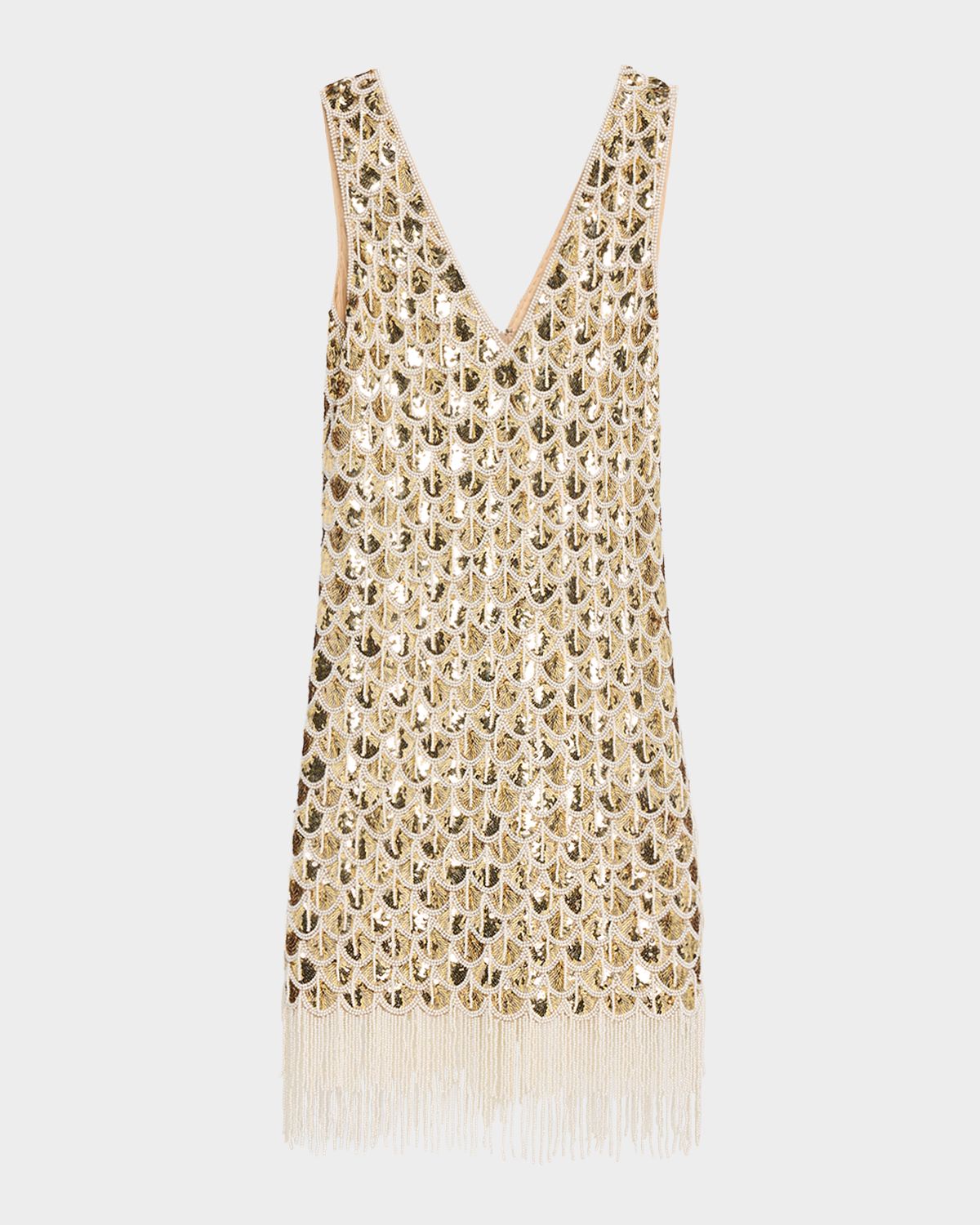 Ungaro Eastyn Sleeveless Metallic Fringe Mini Shift Dress