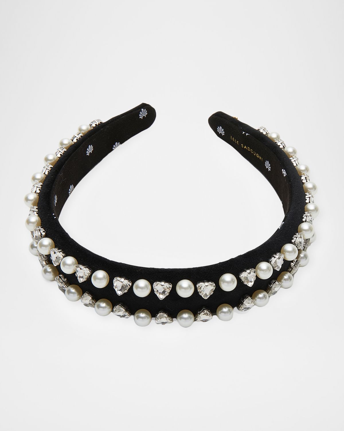 Lele Sadoughi Charlotte Geo Crystal & Faux Pearl Headband