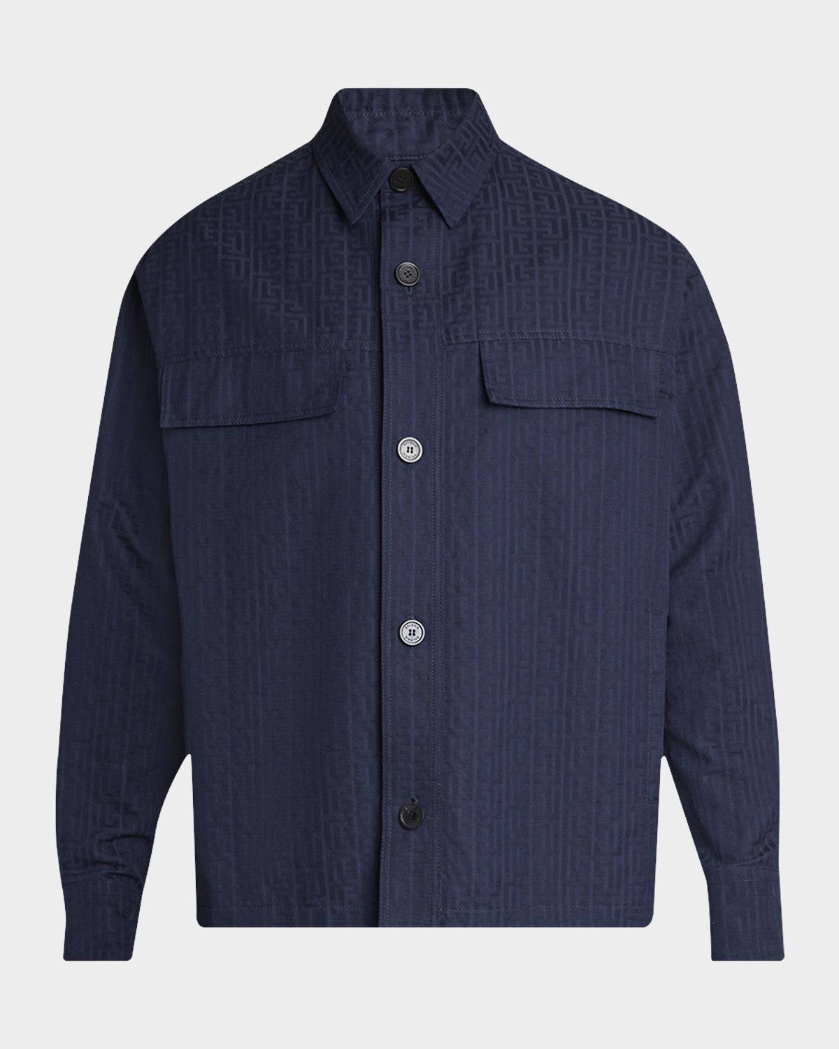Balmain Men 's PB Monogram Cotton Jacquard Overshirt
