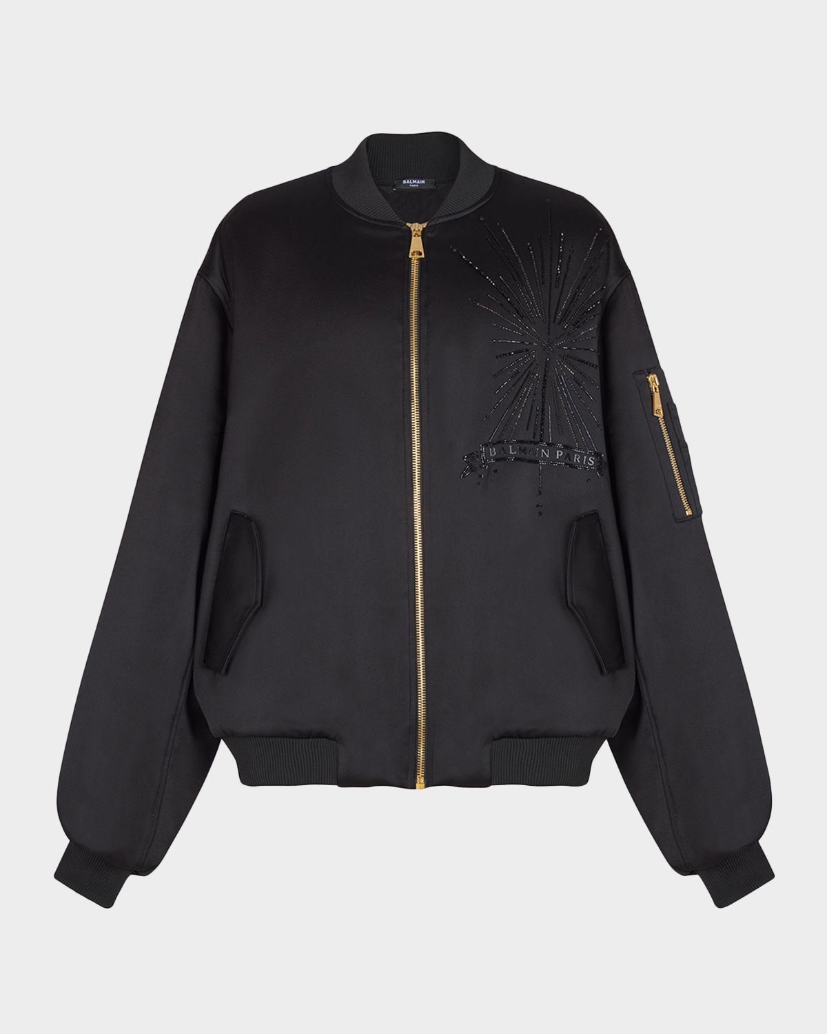 Balmain Men 's Crystal-Embroidered Oversized Bomber Jacket