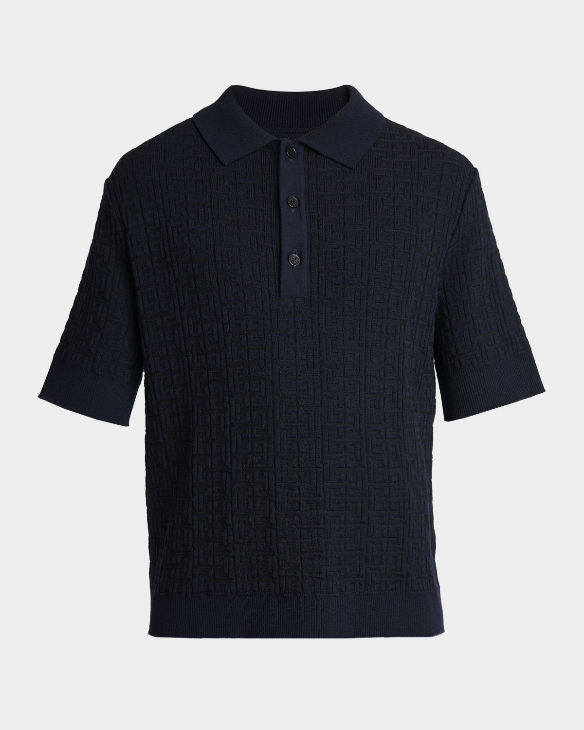 Balmain Men 's PB Monogram Knit Polo Shirt