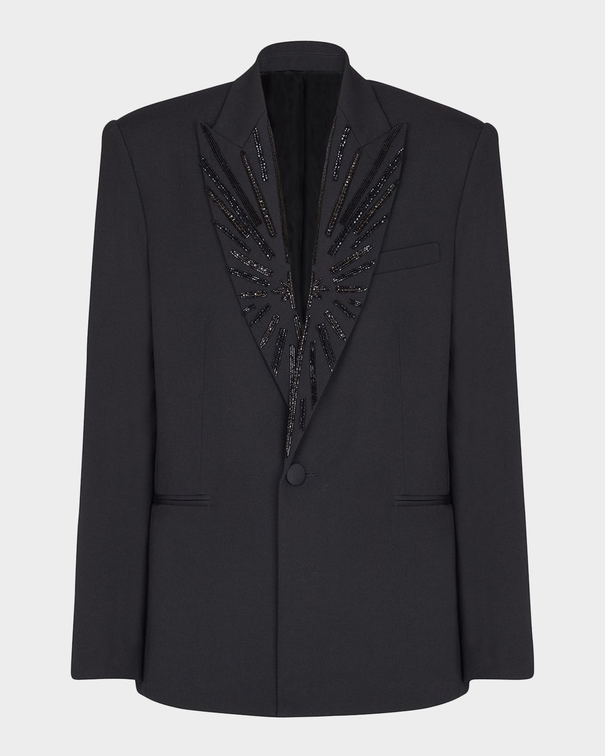 Balmain Men 's Cotton Crystal-Embroidered Peak Lapel Sport Coat