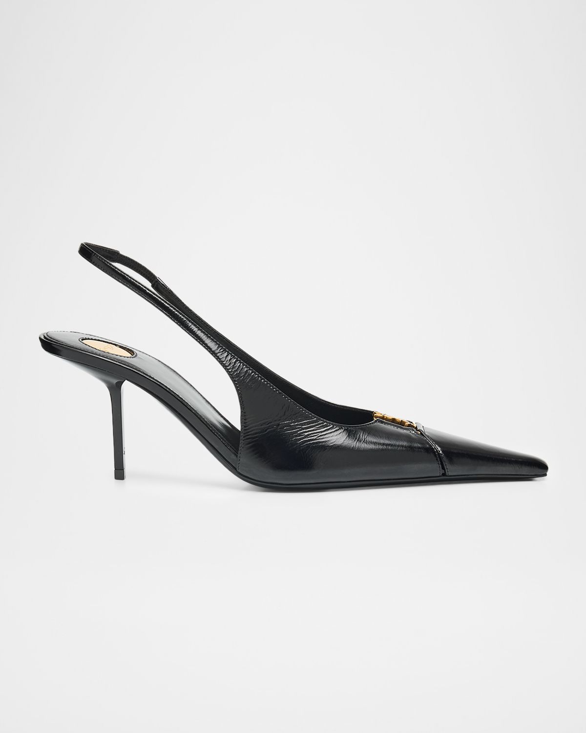 Saint Laurent 75mm Babylone Leather YSL Slingback Pumps