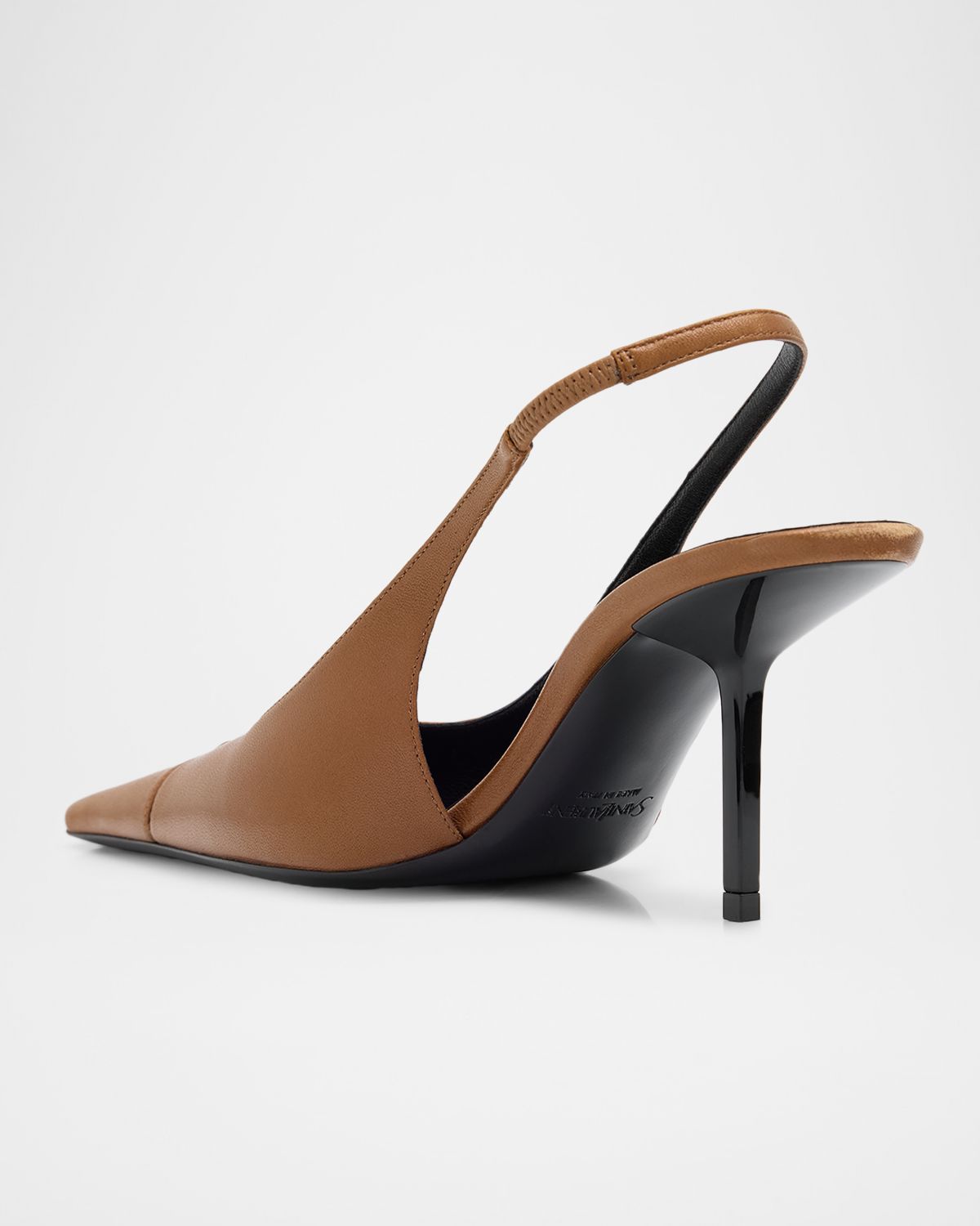Saint Laurent 75mm Babylone Leather YSL Slingback Pumps