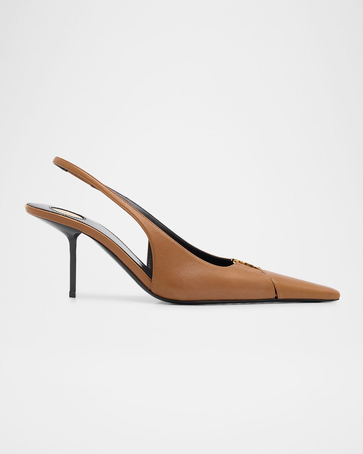 Saint Laurent 75mm Babylone Leather YSL Slingback Pumps