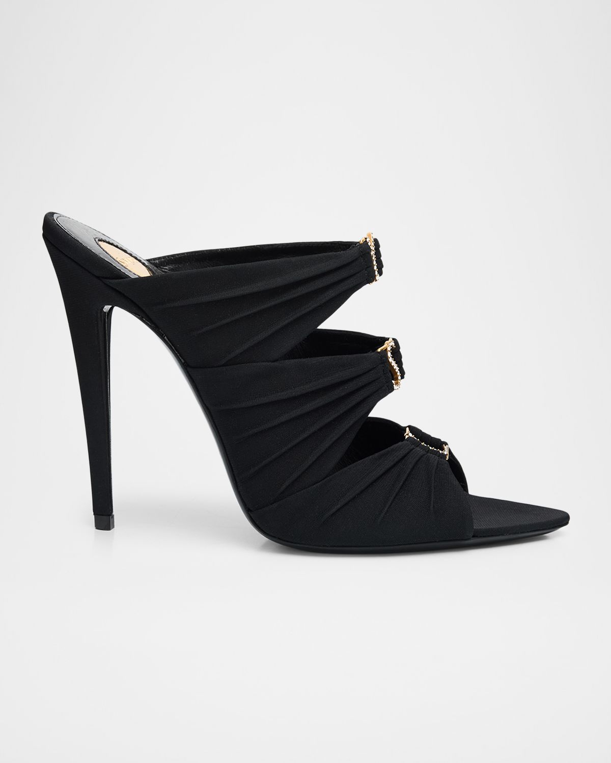 Saint Laurent 110mm Emilie Satin Embellished YSL Mules