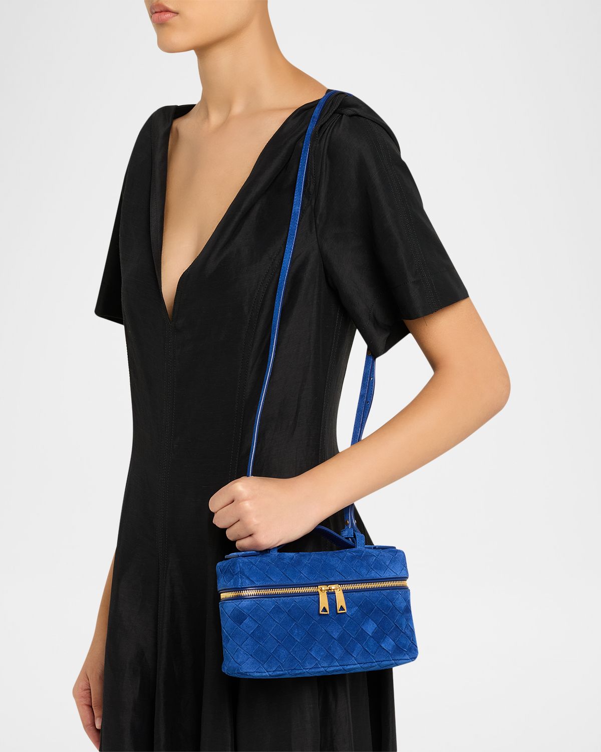 Bottega Veneta Bang Bang Vanity Intrecciato Suede Top-Handle Bag