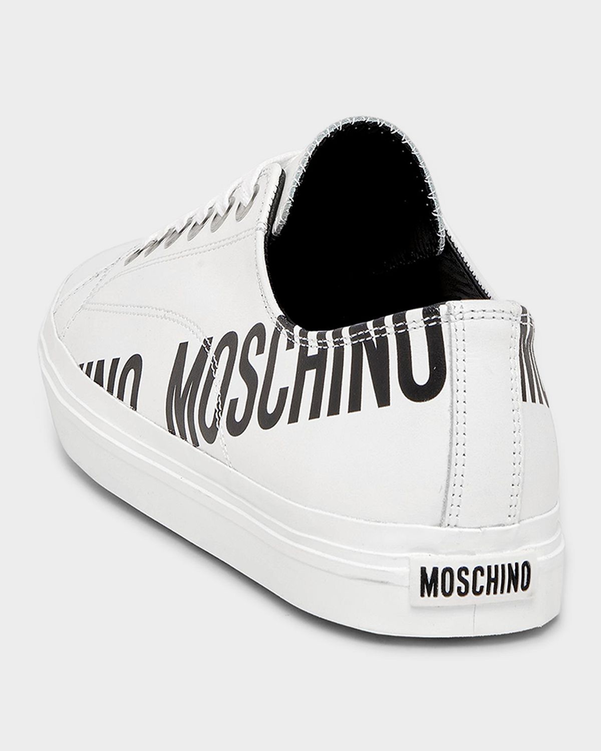 Moschino Men 's Logo-Printed Leather Low-Top Sneakers