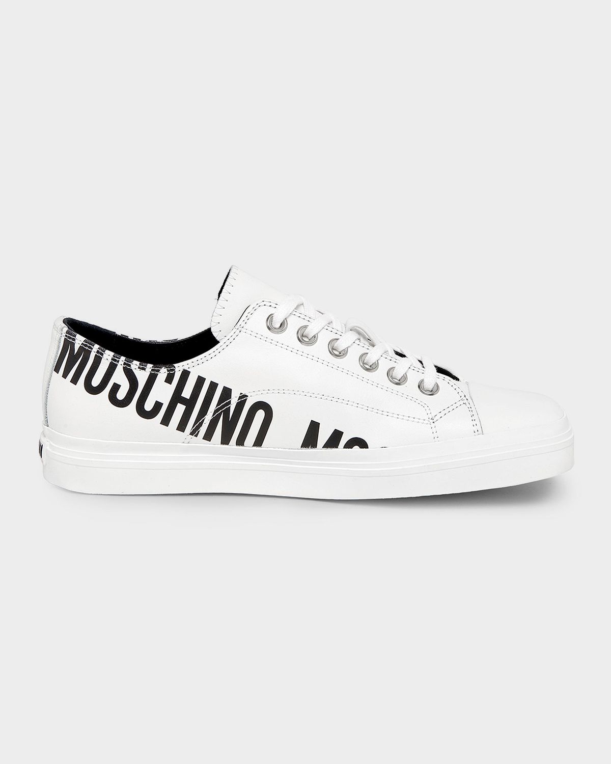 Moschino Men 's Logo-Printed Leather Low-Top Sneakers
