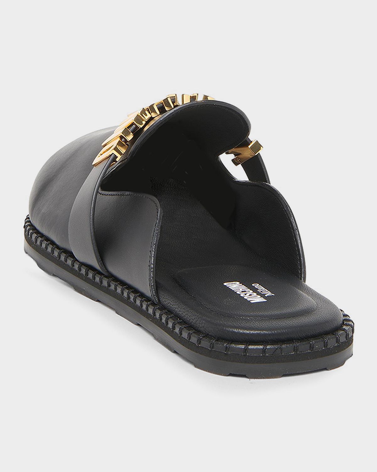 Moschino Men 's M Logo Leather Mules
