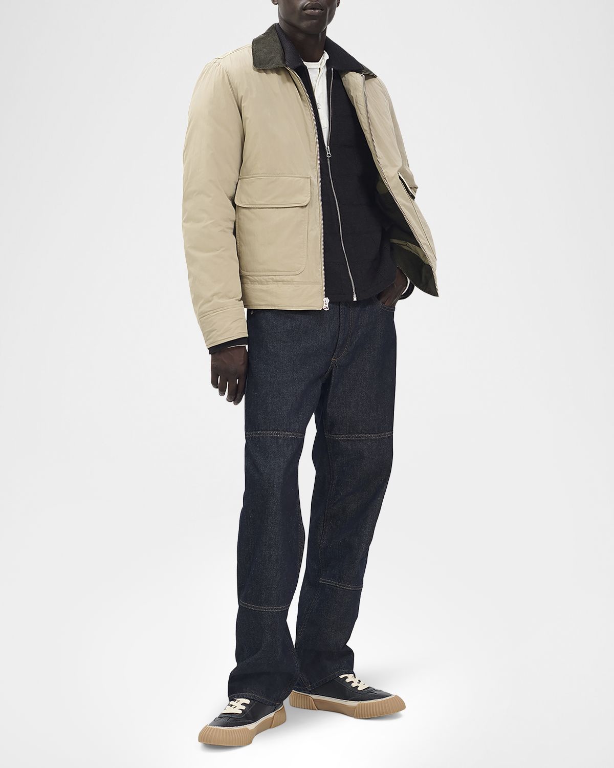 Rag & Bone Men 's Wool Windowpane Knit Full-Zip Sweater