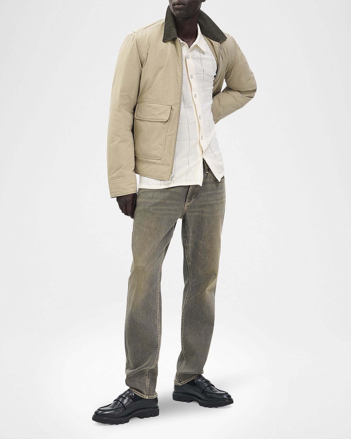 Rag & Bone Men 's Dalton Windowpane Knit Short-Sleeve Shirt