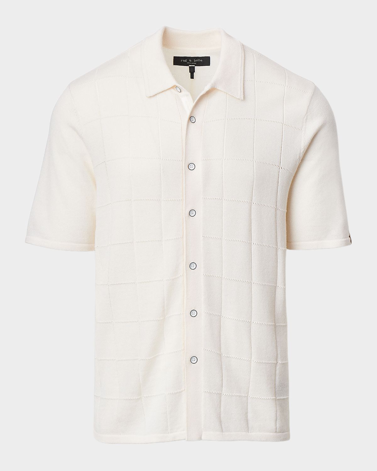 Rag & Bone Men 's Dalton Windowpane Knit Short-Sleeve Shirt