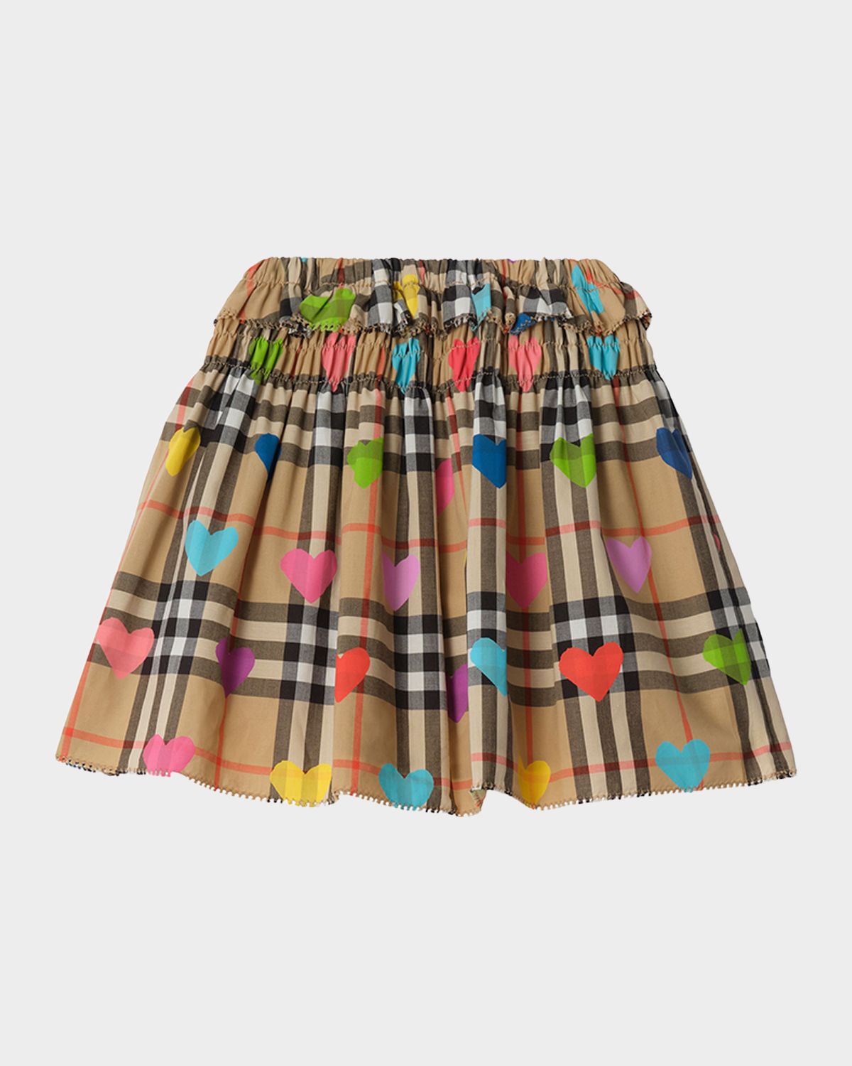 Burberry Girl 's Heart Check Cotton Skirt, Size 6M-3