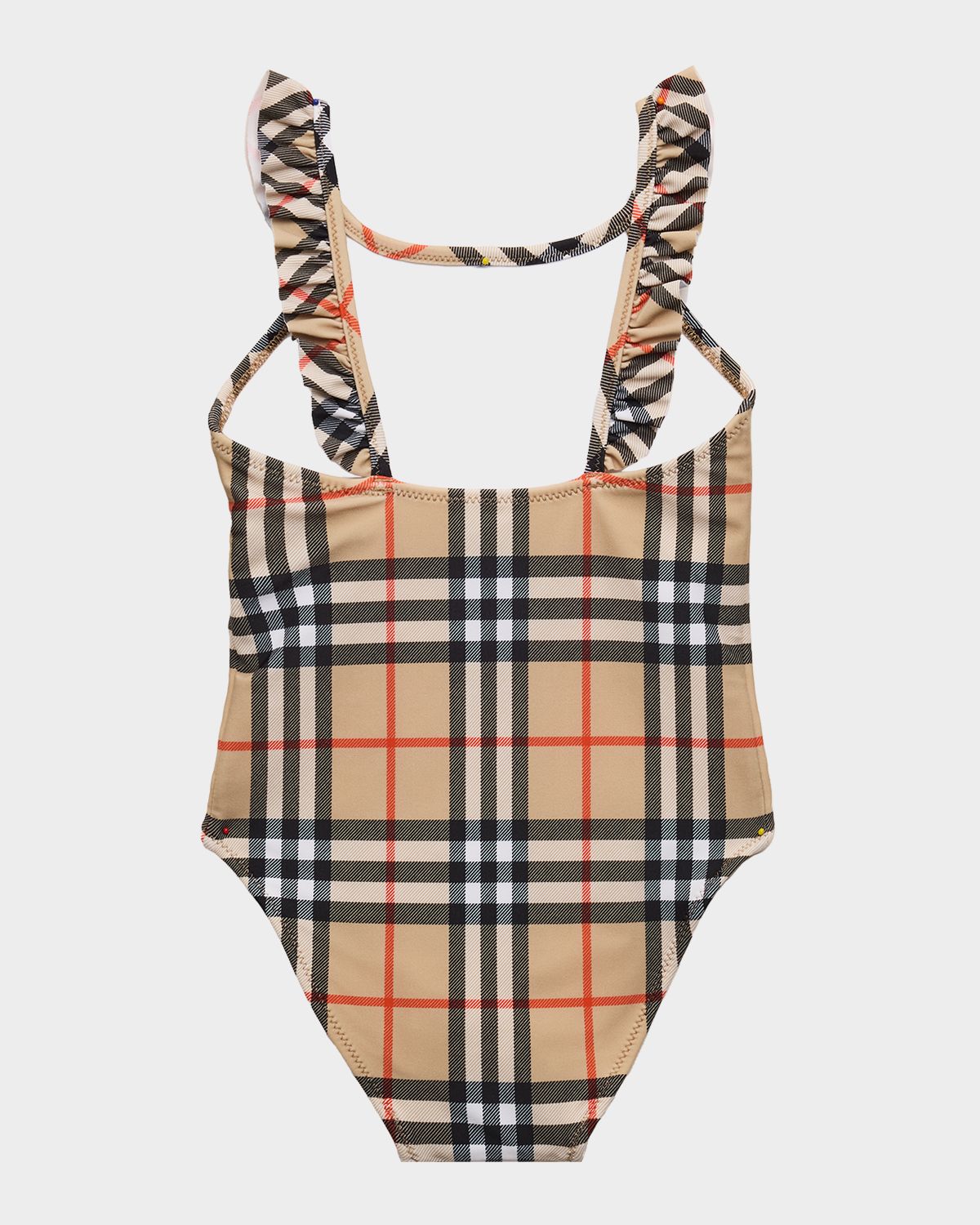 Burberry Girl 's Tilly Ruffle-Trim Check One-Piece Swimsuit, Size 6M-3