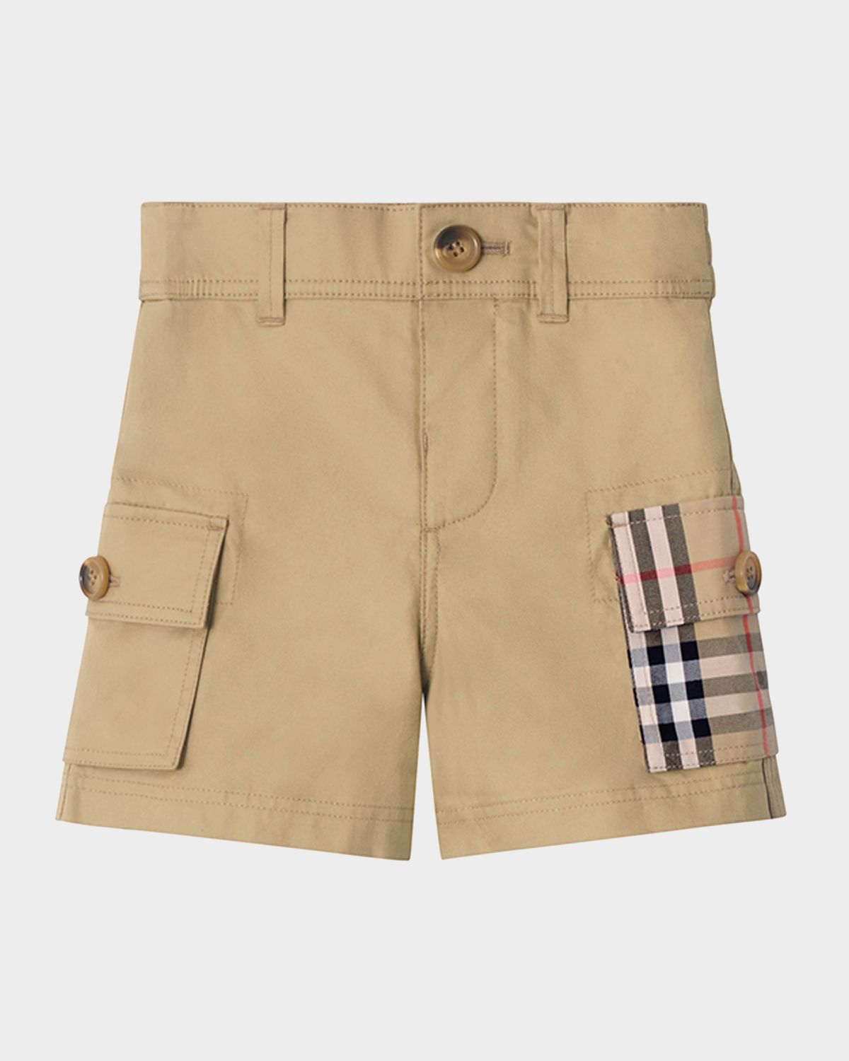 Burberry Boy 's Check-Trim Cotton Cargo Shorts, Size 6M-3