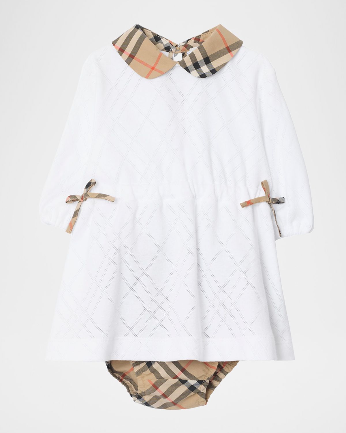 Burberry Girl 's Check Cotton Dress with Bloomers, Size -18M