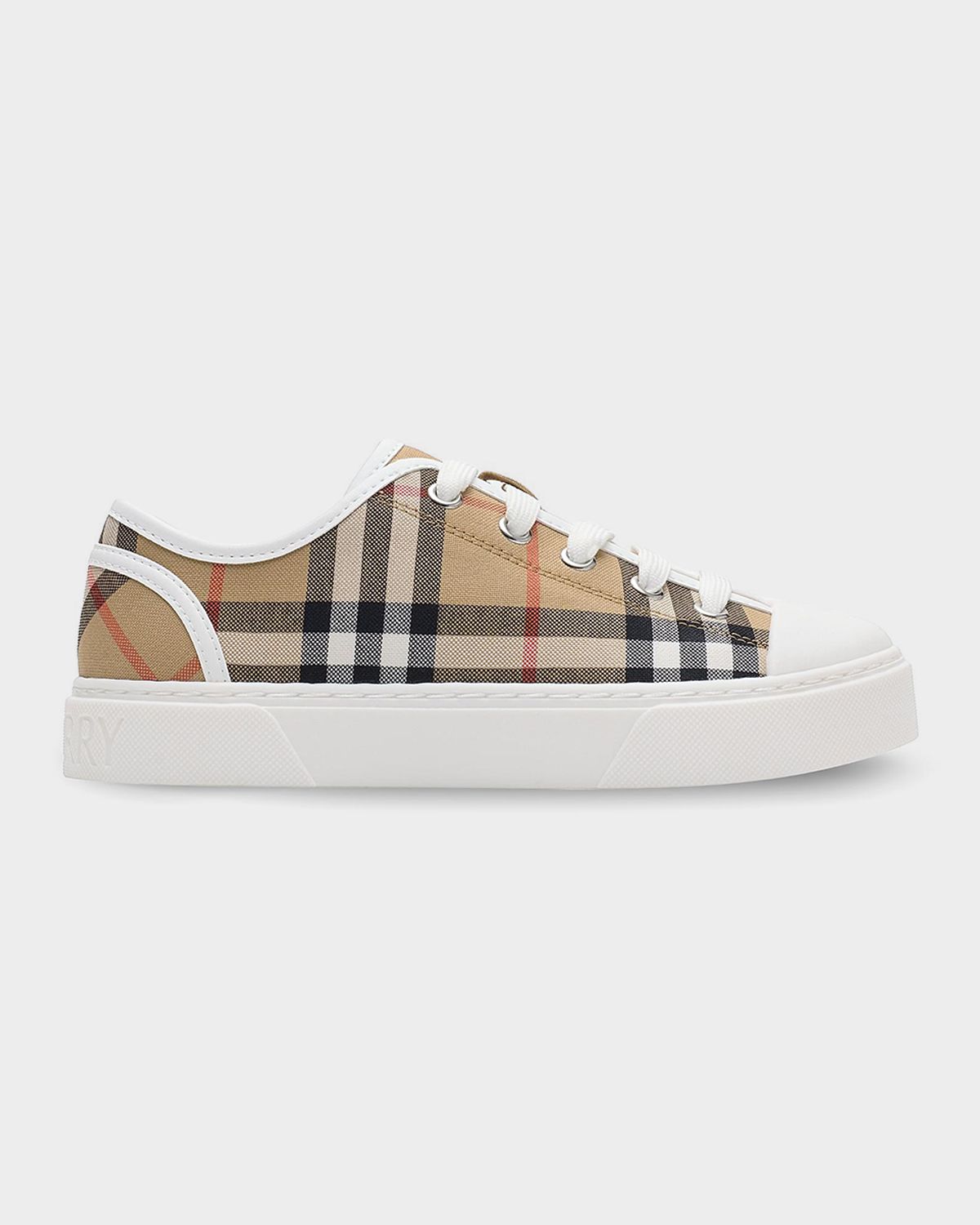 Burberry Kid 's Check Cotton Low-Top Sneakers, Toddler/Kids