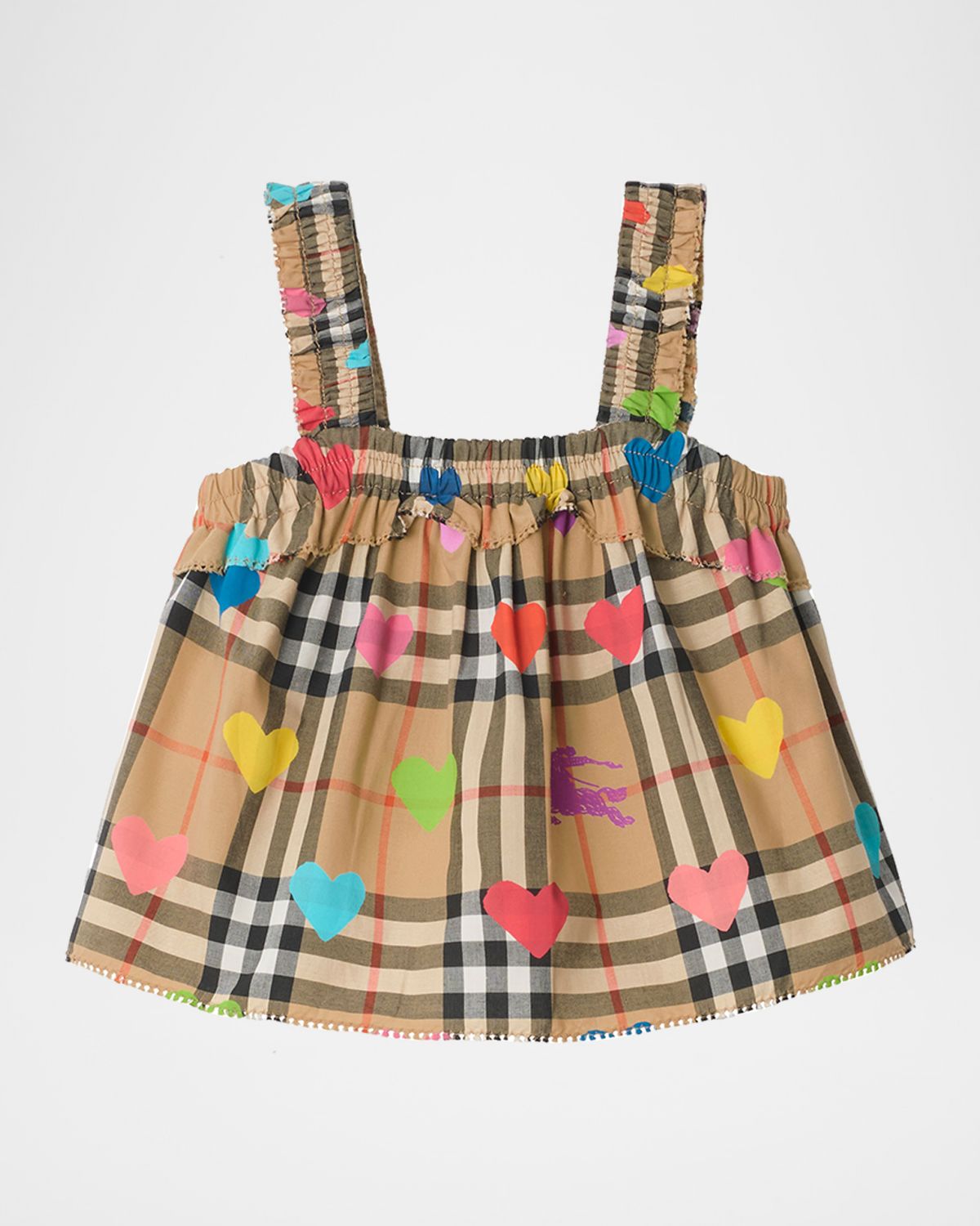 Burberry Girl 's Heart Check Cotton Top, Size 6M-3