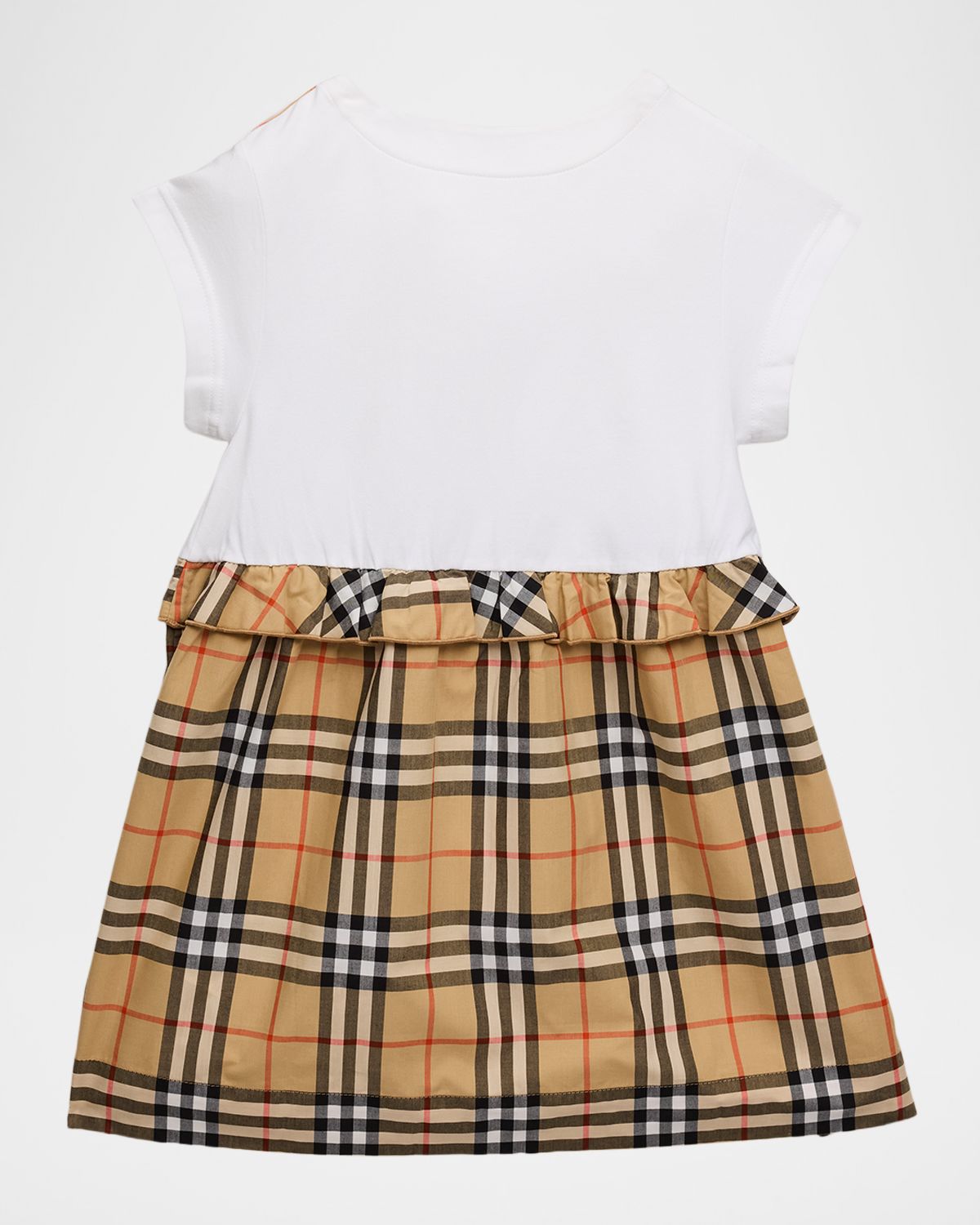 Burberry Girl 's Check-Trim Stretch Cotton Dress, Size -3