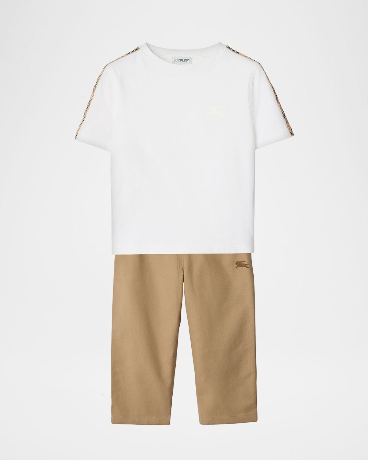 Burberry Kid 's Check-Trim Cotton T-Shirt, Size 6M-2