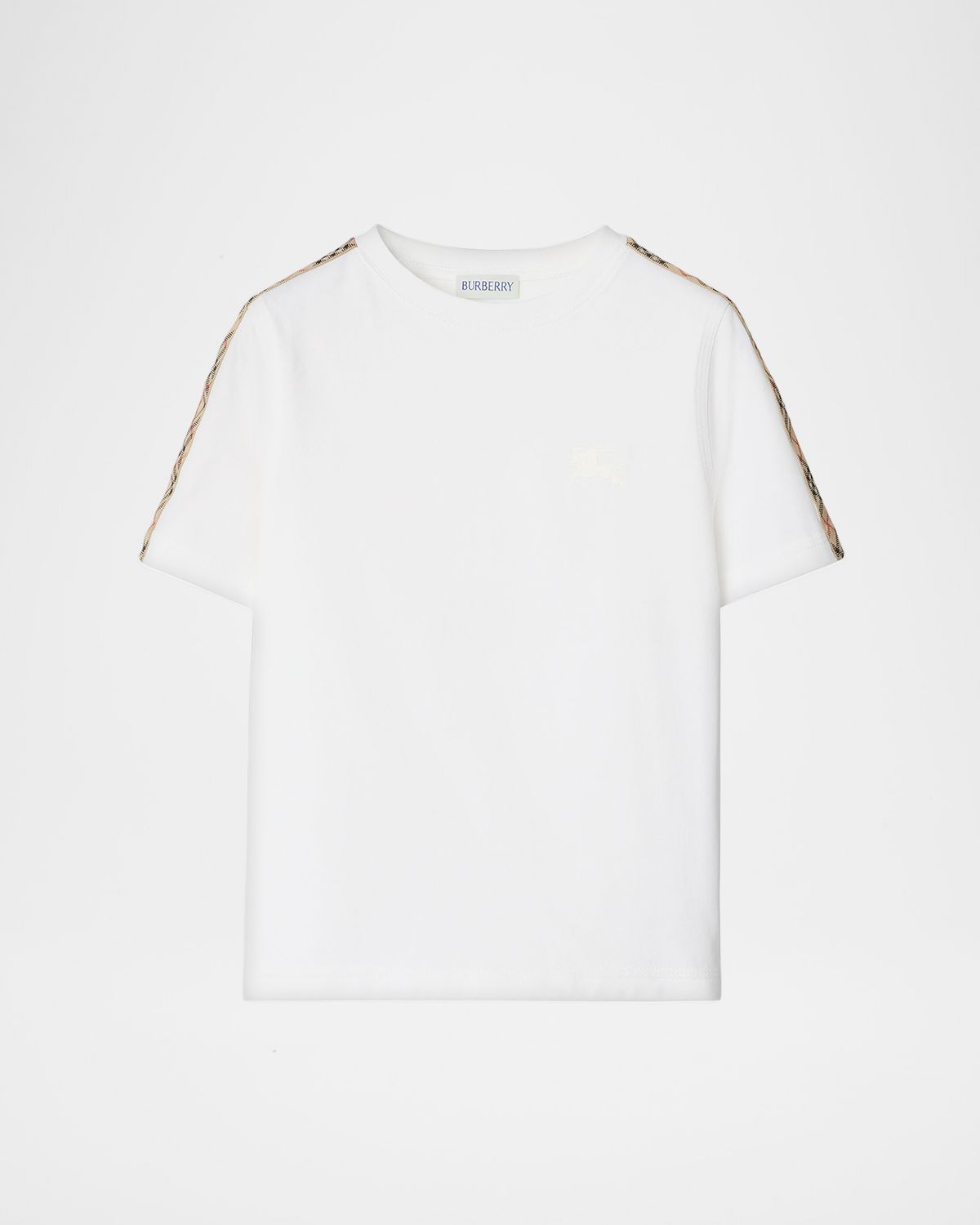 Burberry Kid 's Check-Trim Cotton T-Shirt, Size 6M-2