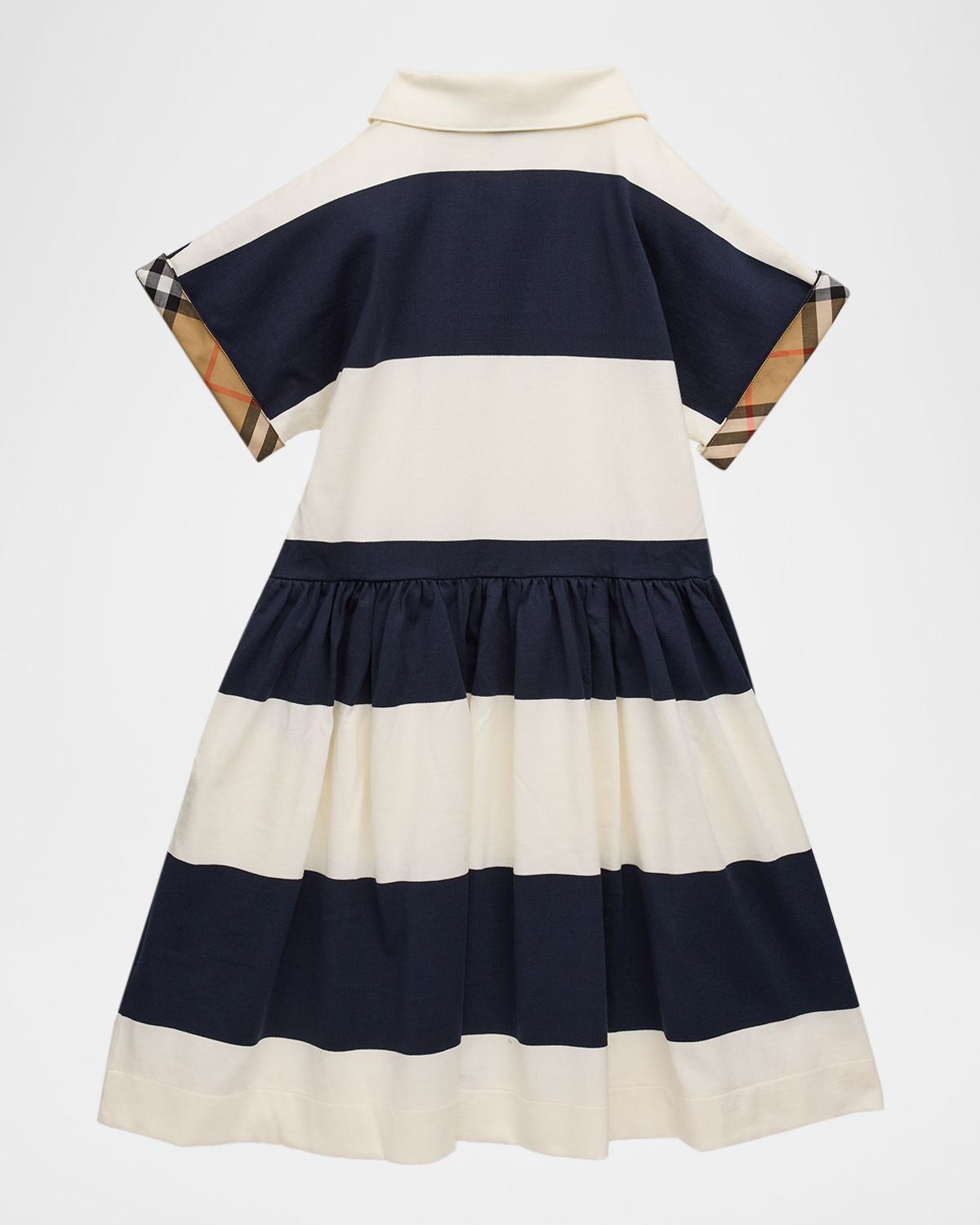 Burberry Girl 's Check-Trim Striped Cotton Shirt Dress, Size 3-14
