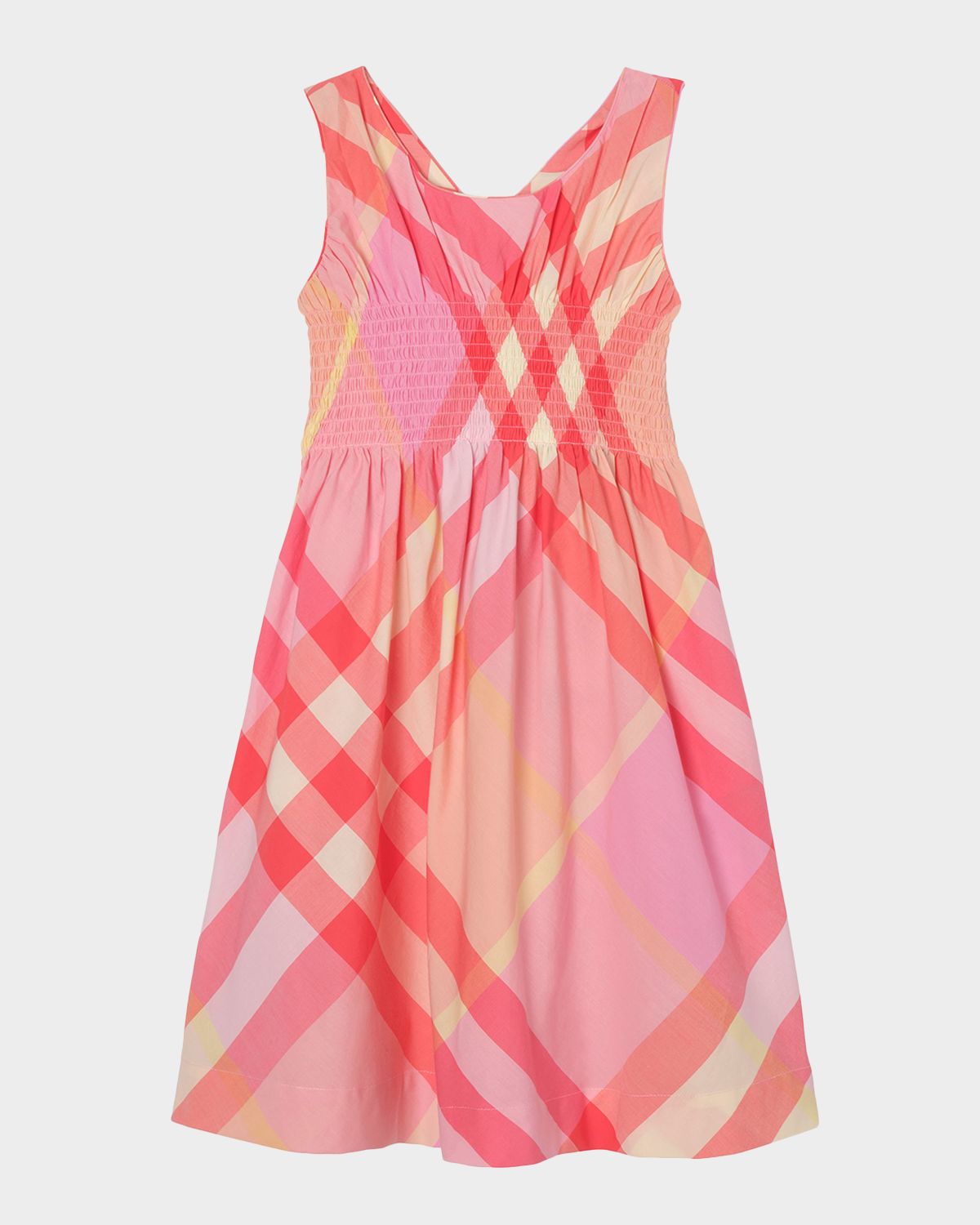 Burberry Girl 's Sleeveless Check Cotton Dress, Size 3-14