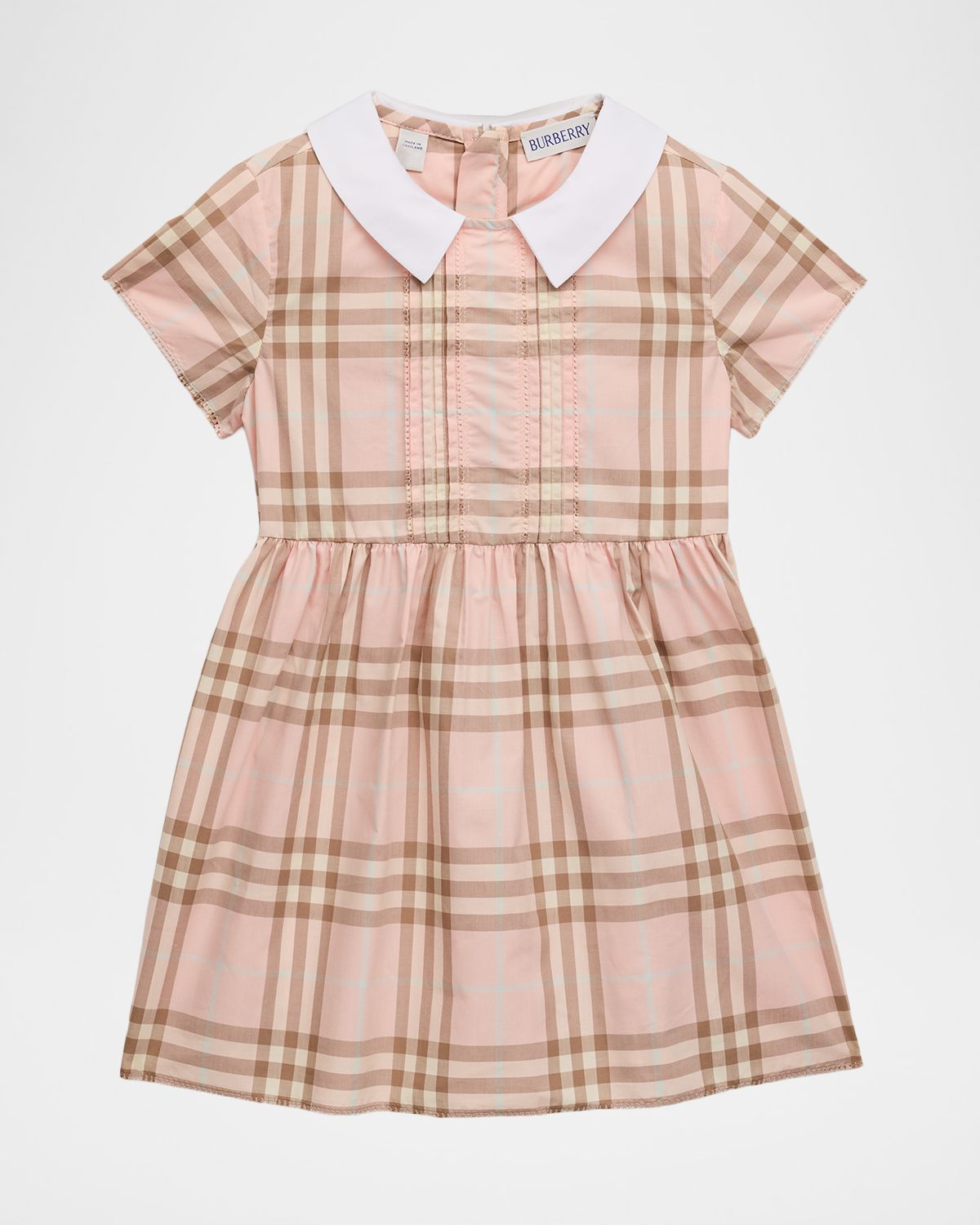 Burberry Girl 's Pleated Check Cotton Dress, Size 6M-3