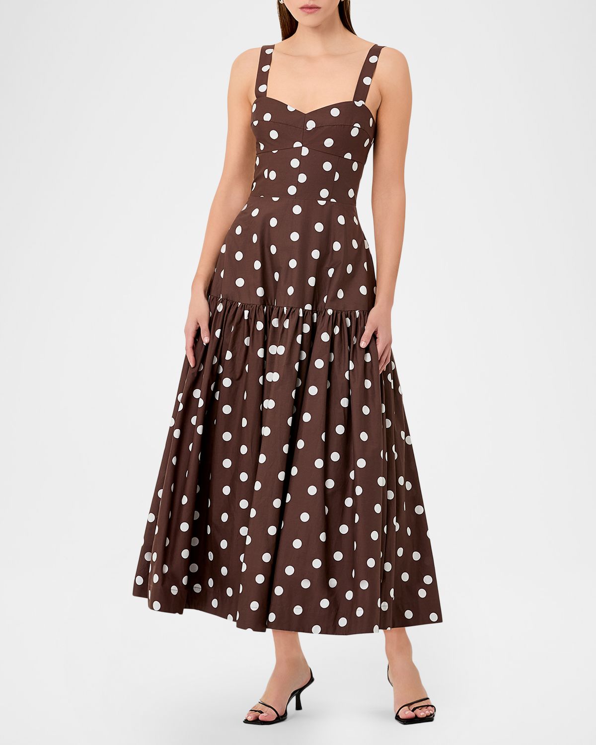 NICHOLAS Valeria Flounce Sweetheart Midi Dress