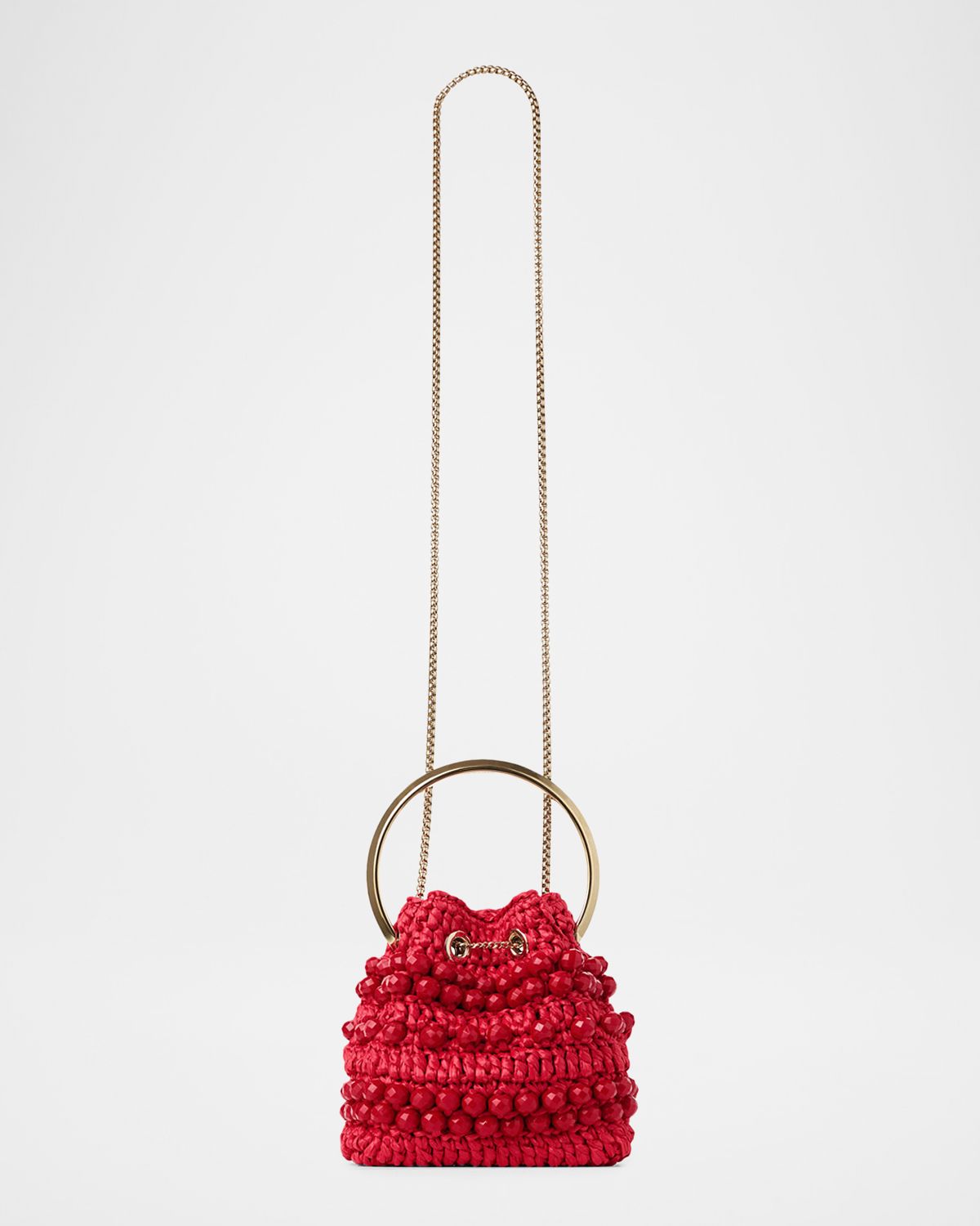 Jimmy Choo Riviera Bon Bon Beaded Raffia Top-Handle Bag