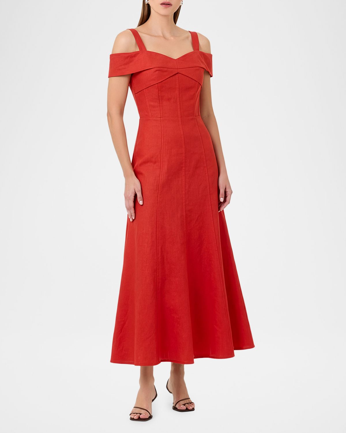 NICHOLAS Ivana Cold-Shoulder Sweetheart Midi Dress