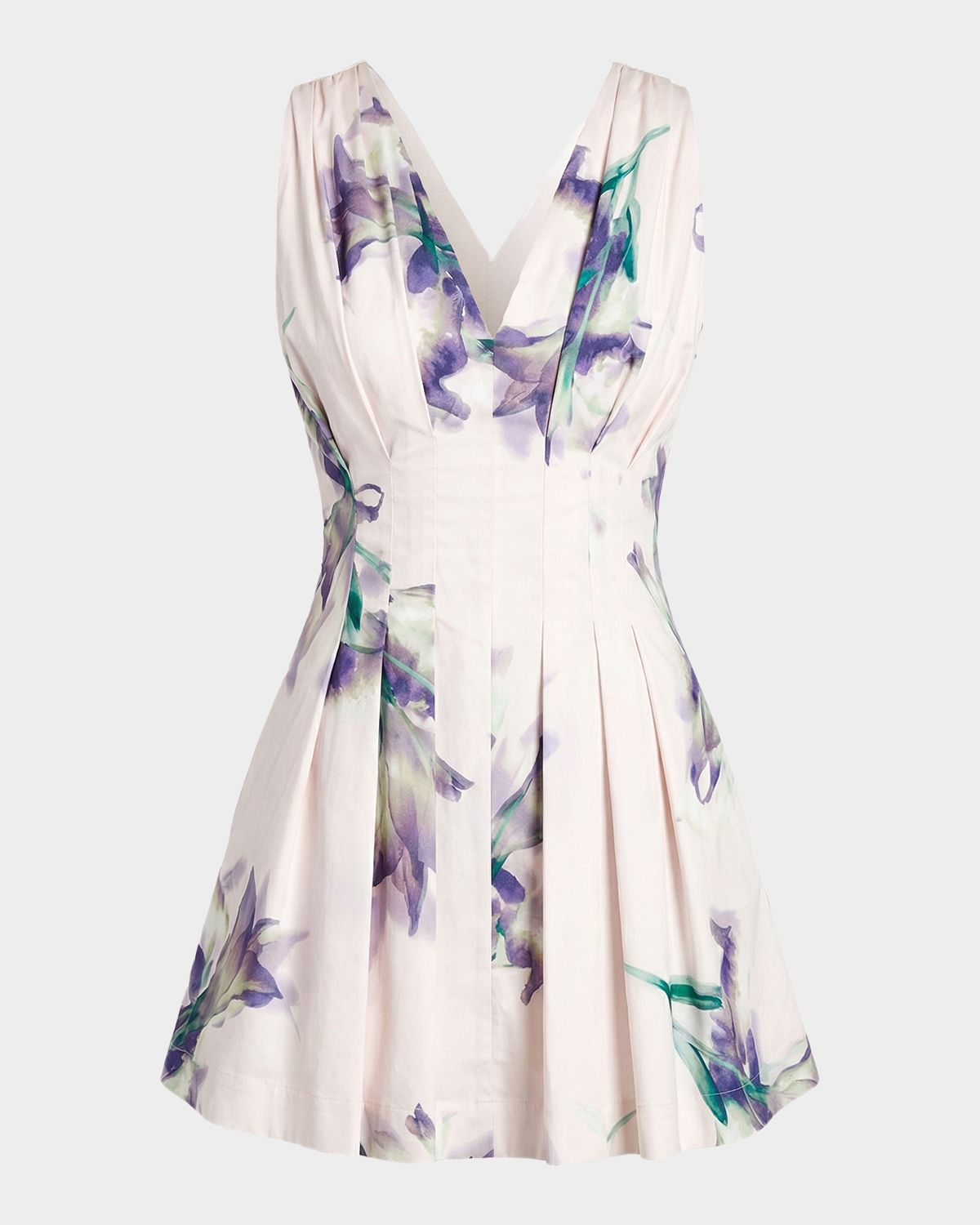 NICHOLAS Elvira Pleated Floral-Print Mini Dress