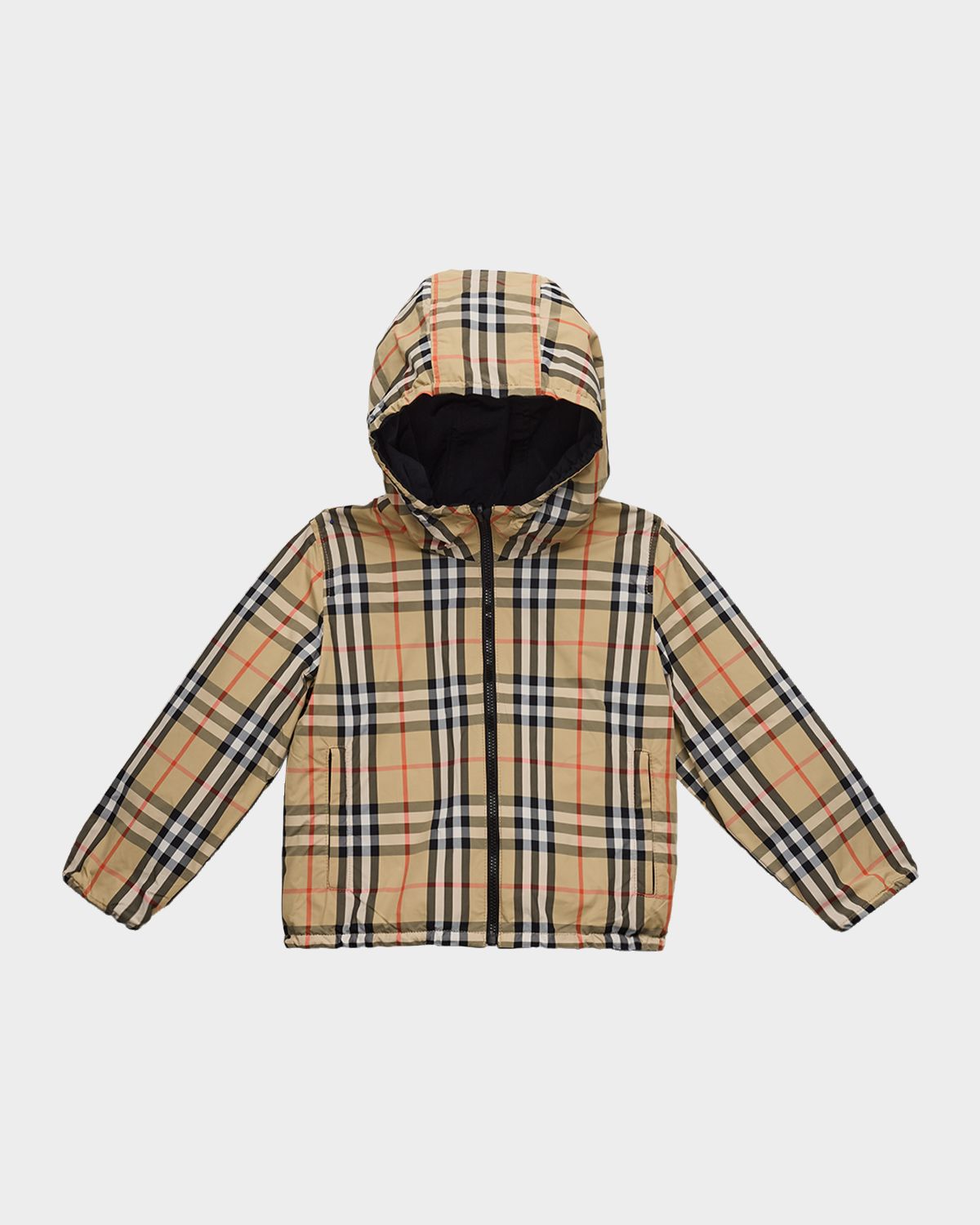 Burberry Boy 's Reversible Check Hooded Jacket, Size 6M-3