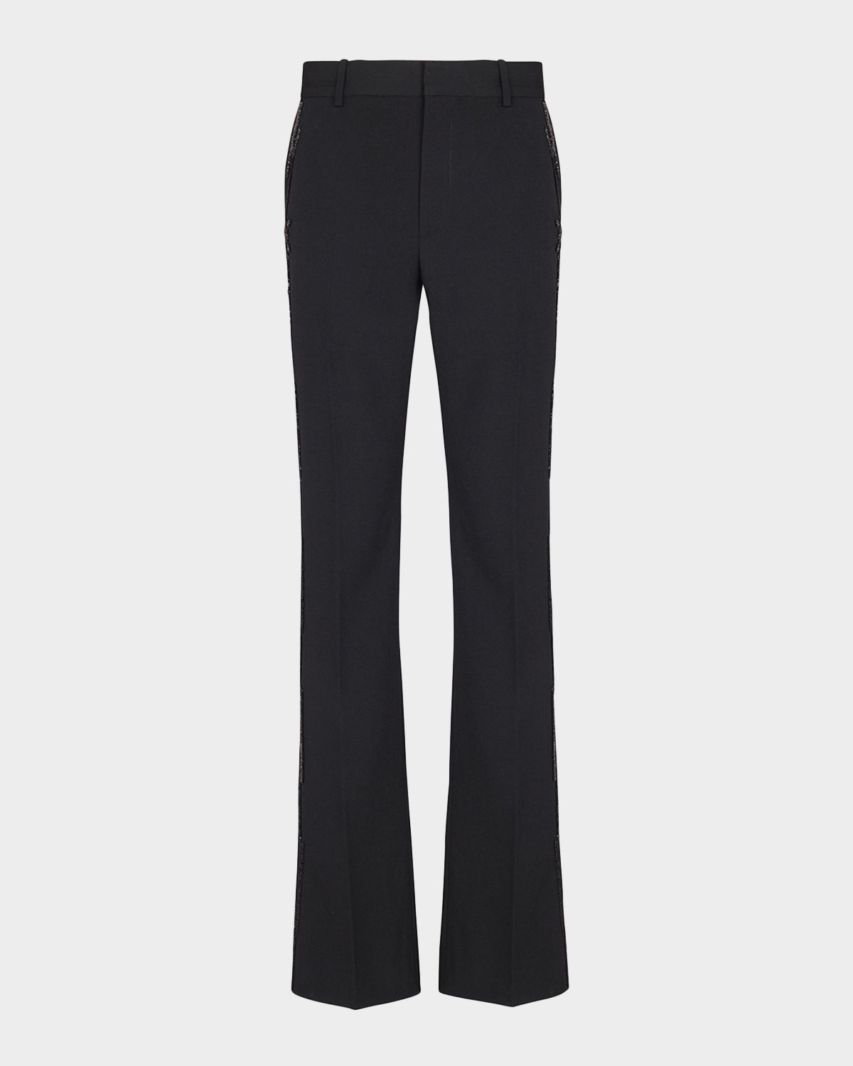 Balmain Men 's Straight-Leg Trousers with Crystal Embroidery