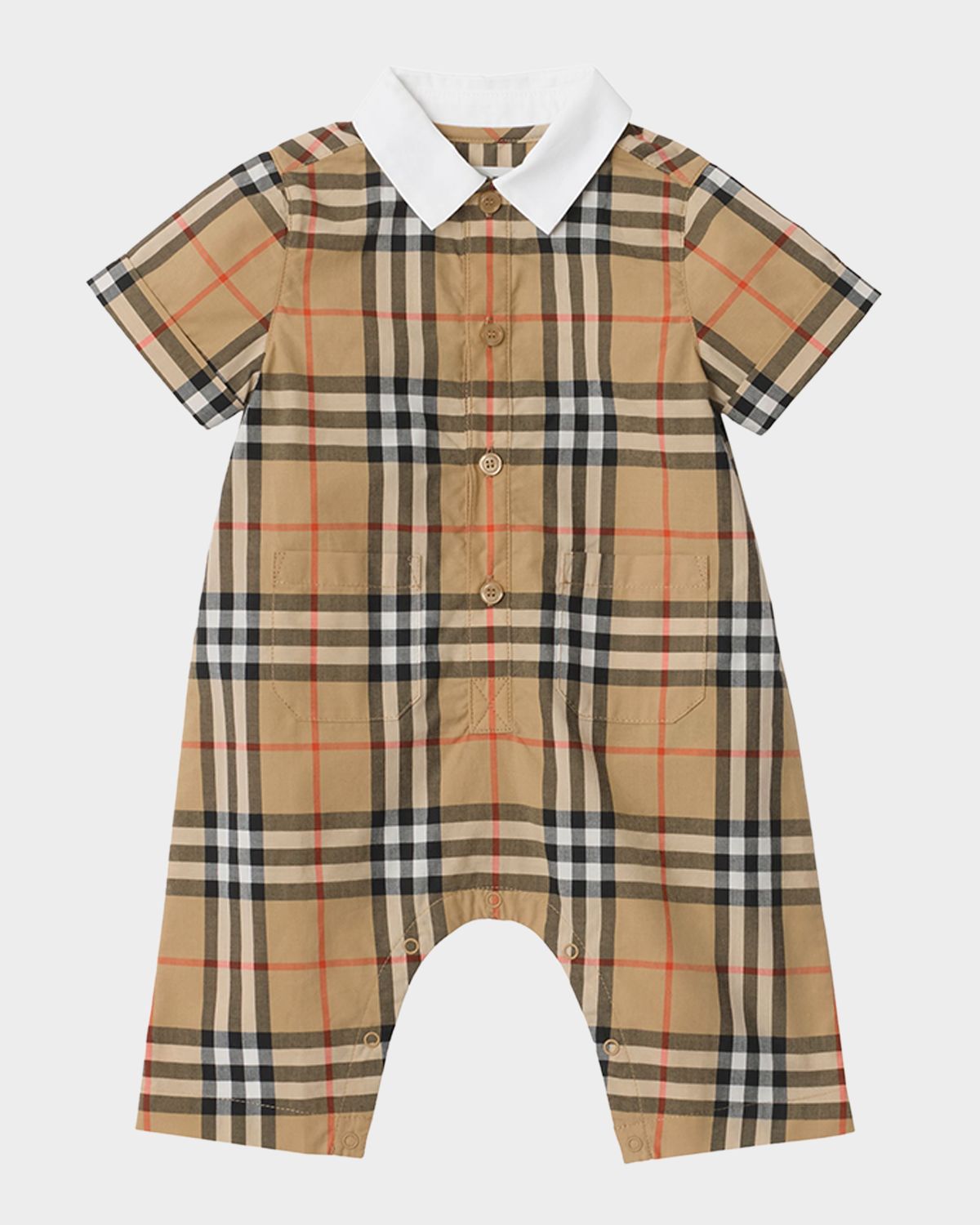 Burberry Boy 's Check Cotton Playsuit, Size 1M-18M