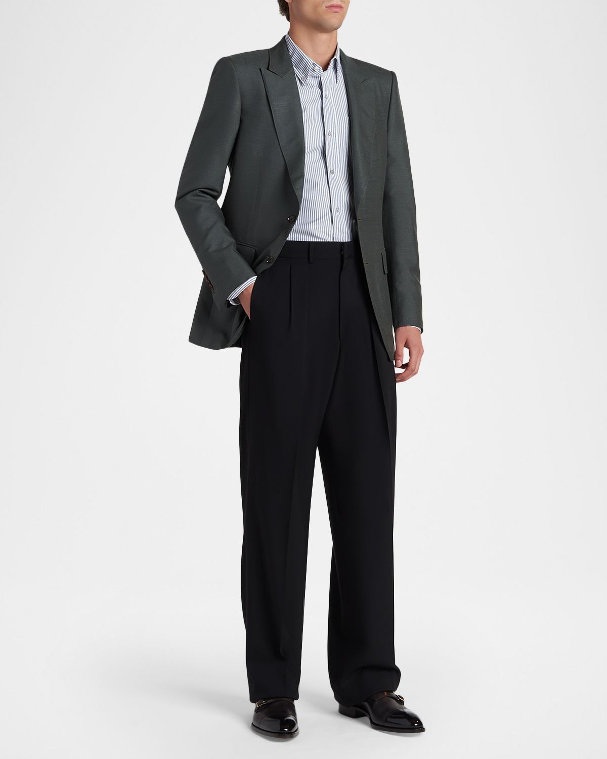 TOM FORD Men 's Oxford Striped Slim-Fit Dress Shirt