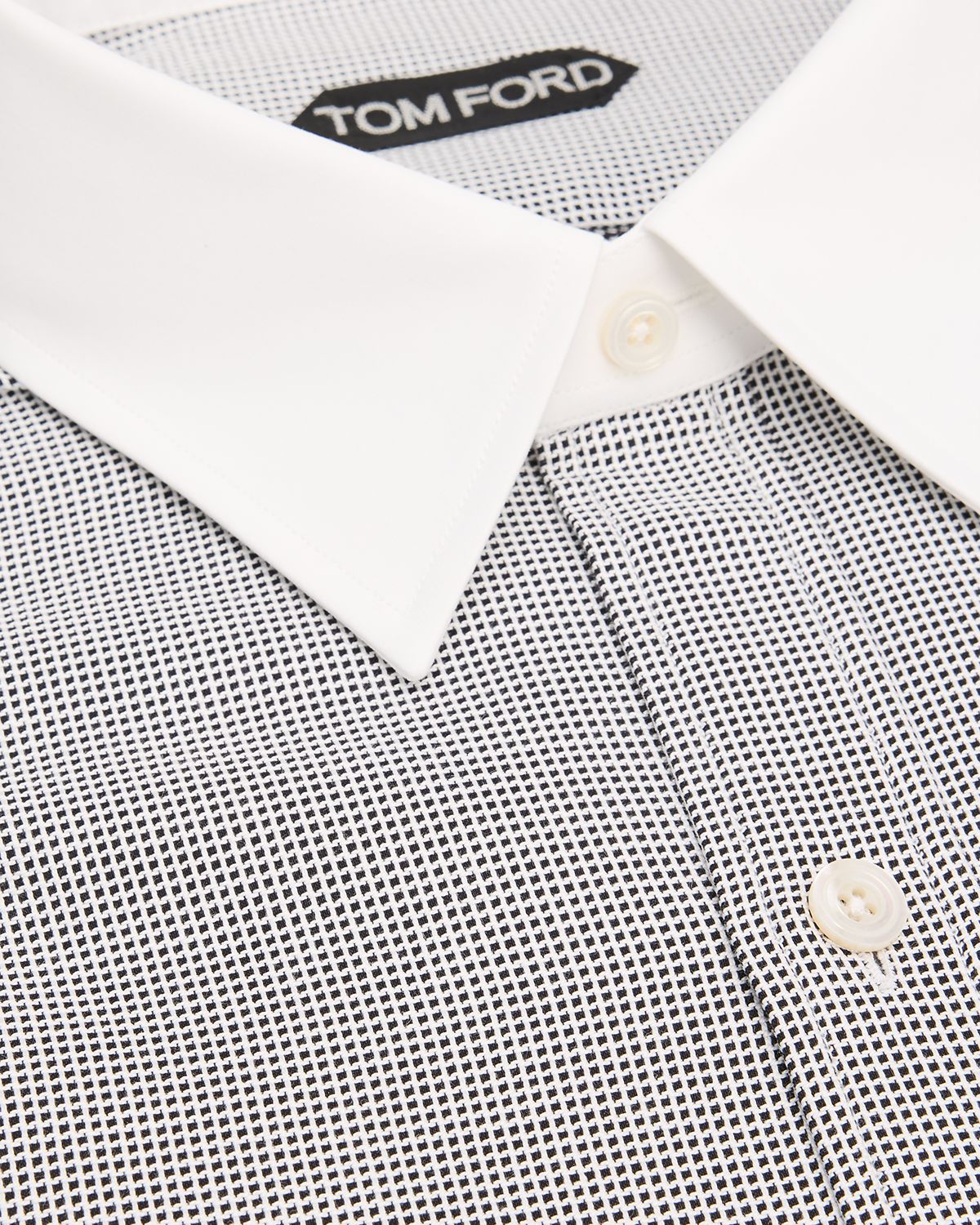 TOM FORD Men 's Micro-Houndstooth Cotton Dress Shirt