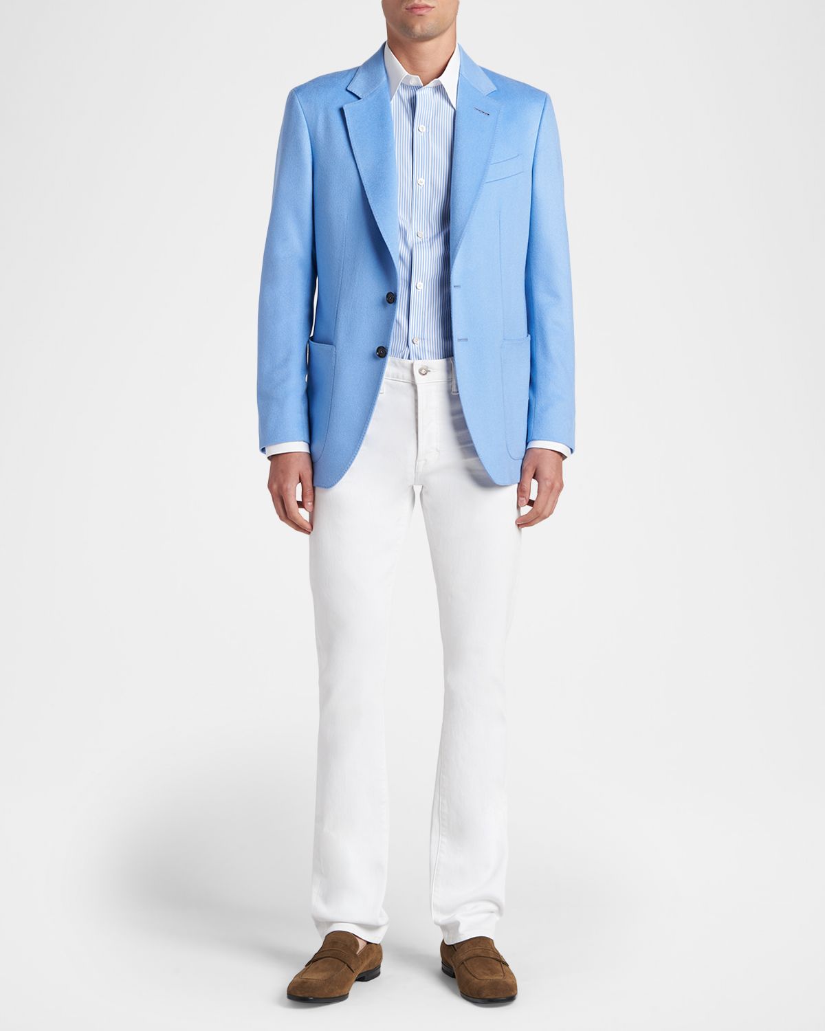 TOM FORD Men 's Bengal Stripe Cotton Contrast-Trim Sport Shirt | Thumbnail 5