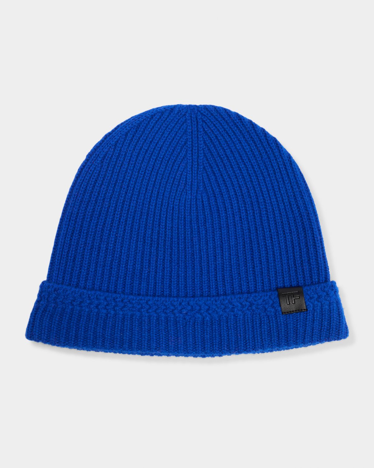 TOM FORD Men 's Ribbed Cashmere TF-Tab Beanie Hat | Thumbnail 5 TOM FORD Men 's Ribbed Cashmere TF-Tab Beanie Hat | Thumbnail 5