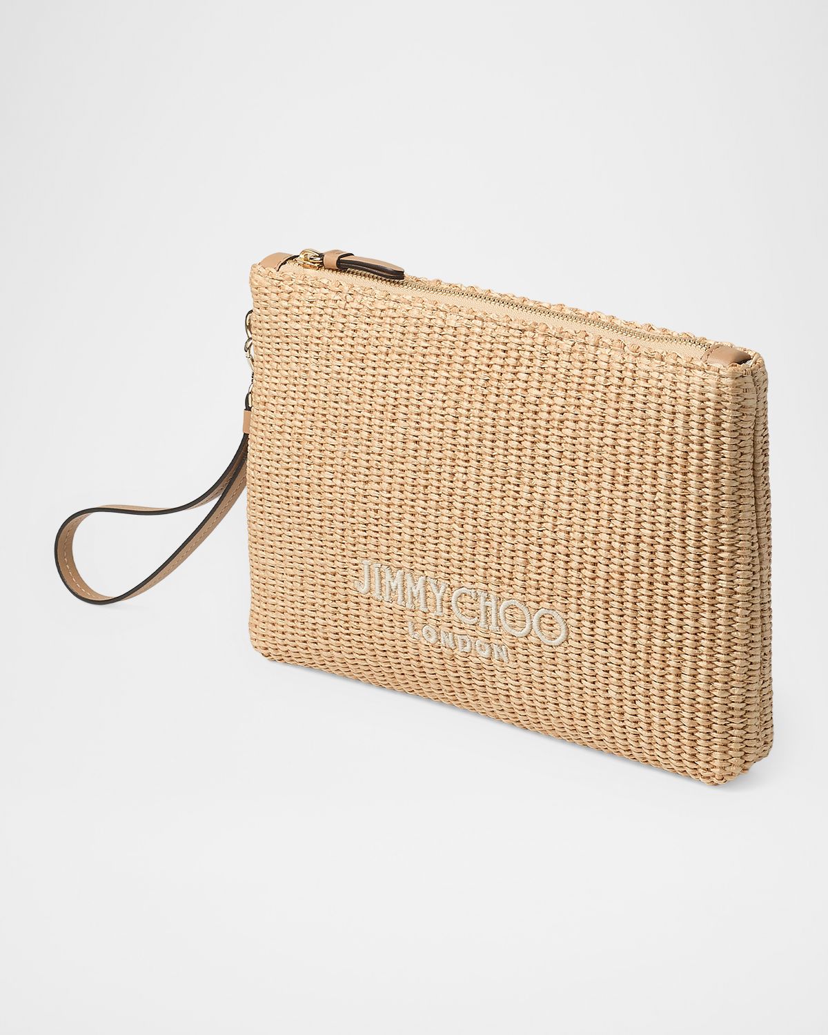 Jimmy Choo Riviera Raffia Pouch | Thumbnail 4 Jimmy Choo Riviera Raffia Pouch | Thumbnail 4